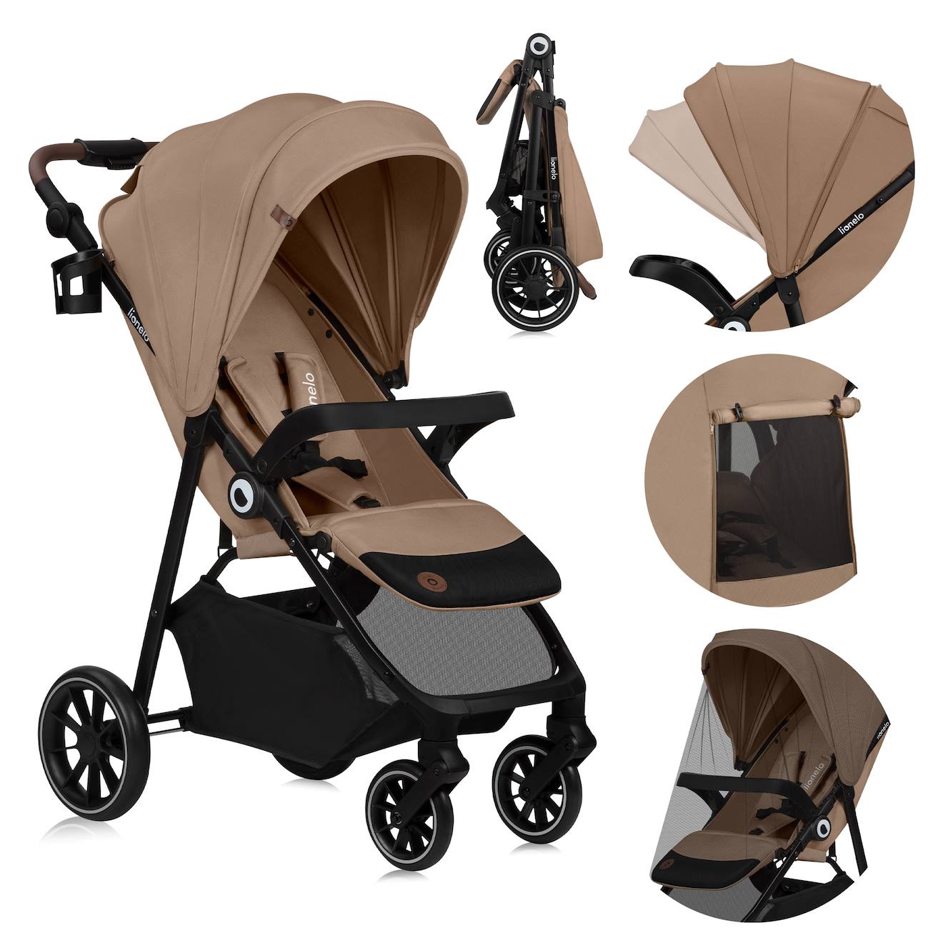 Poussette Tout-terrain Emma One 6-48 Mois Avec Grandes Roues Et Pliage Rapide Beige Sand