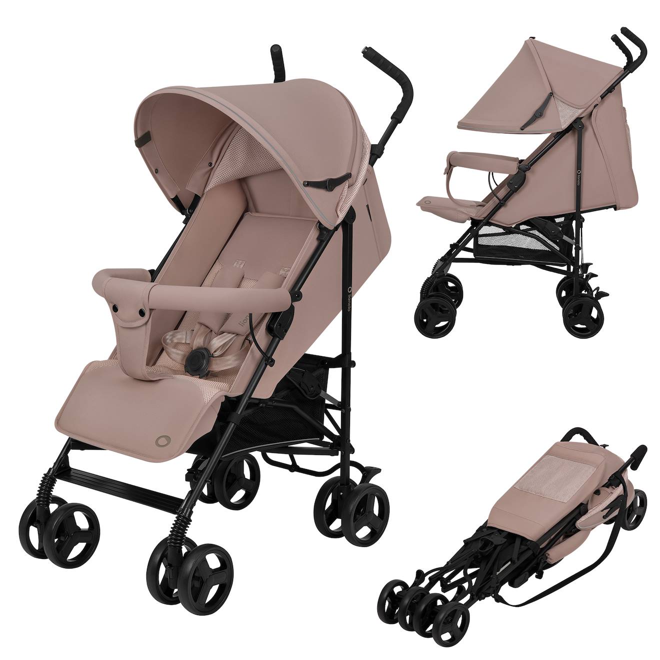 Poussette Canne Compacte Elia Légère 6-36 Mois Avec Moustiquaire Beige Taupe