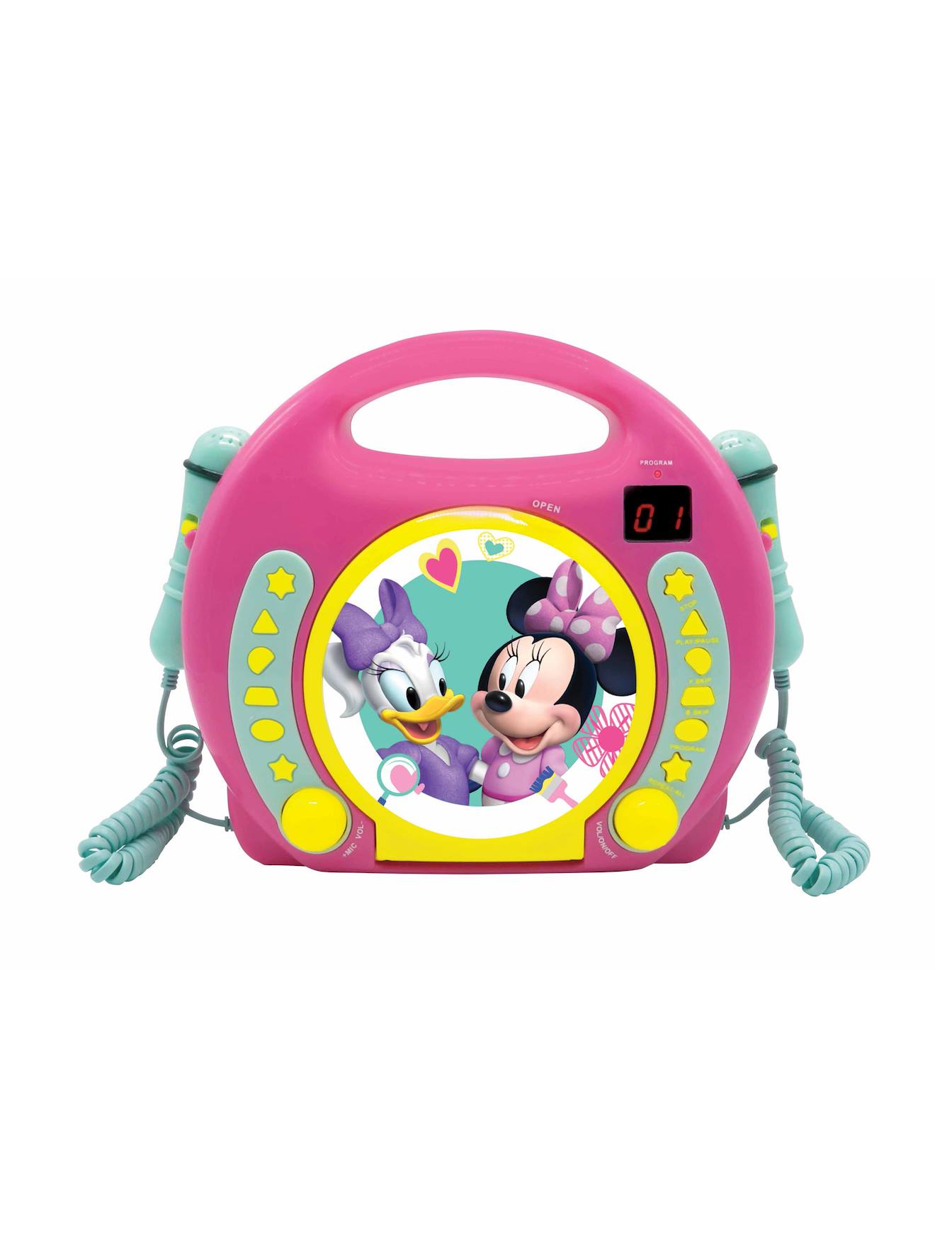 Lecteur Cd Portable Avec 2 Microphones Disney Minnie Rose