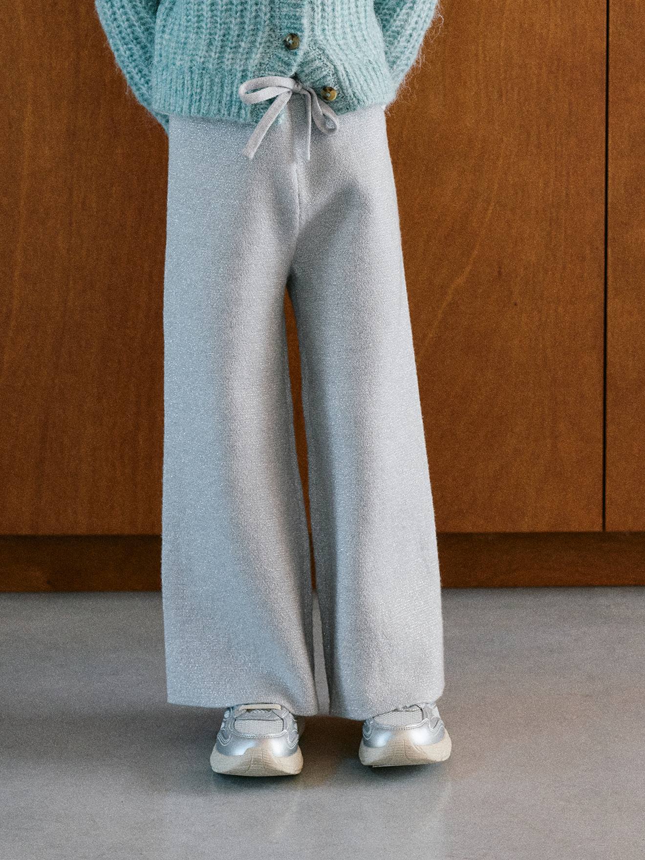 Legging large fille gris