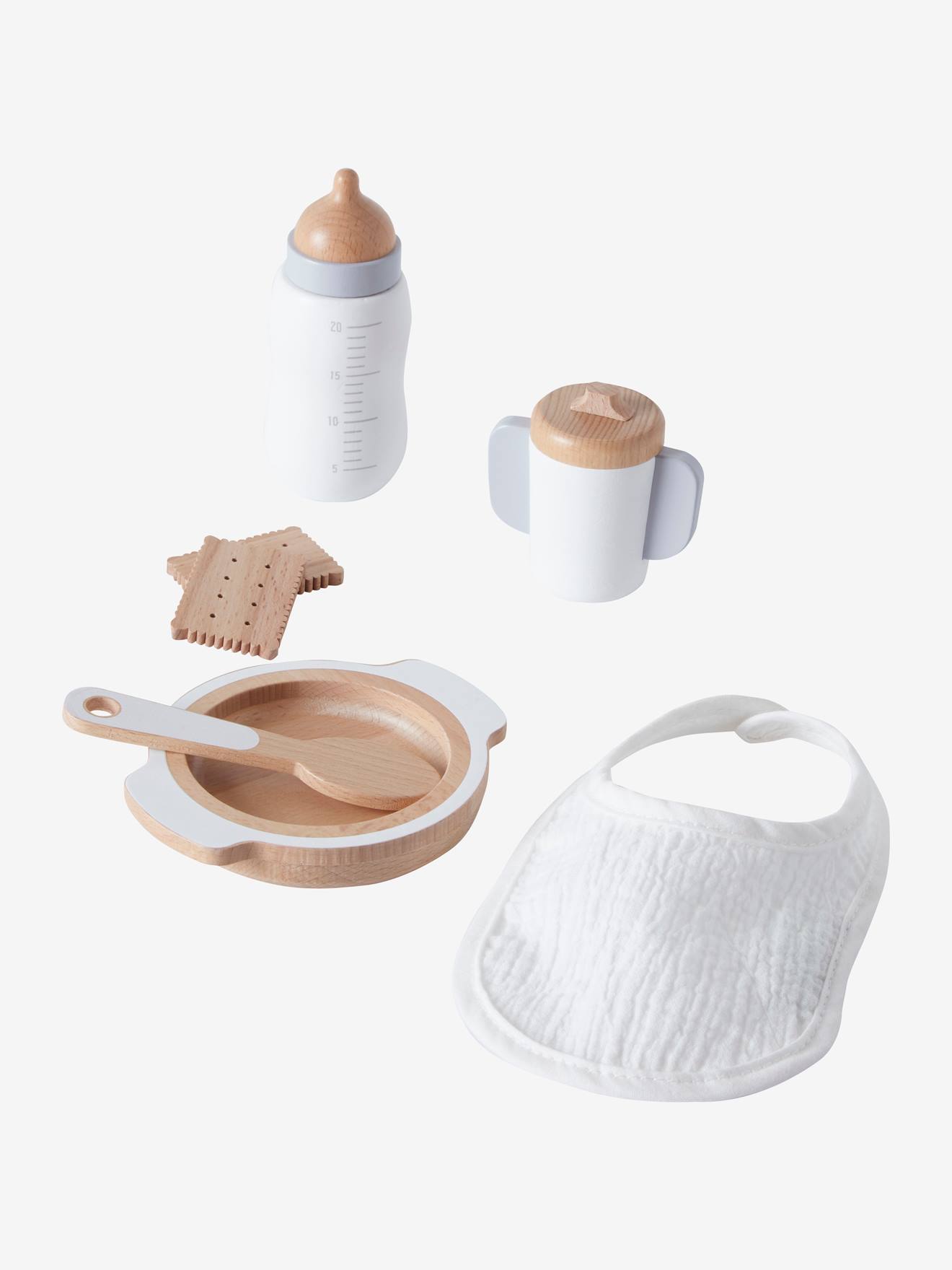 Set accessoires repas poupon en bois FSC® blanc