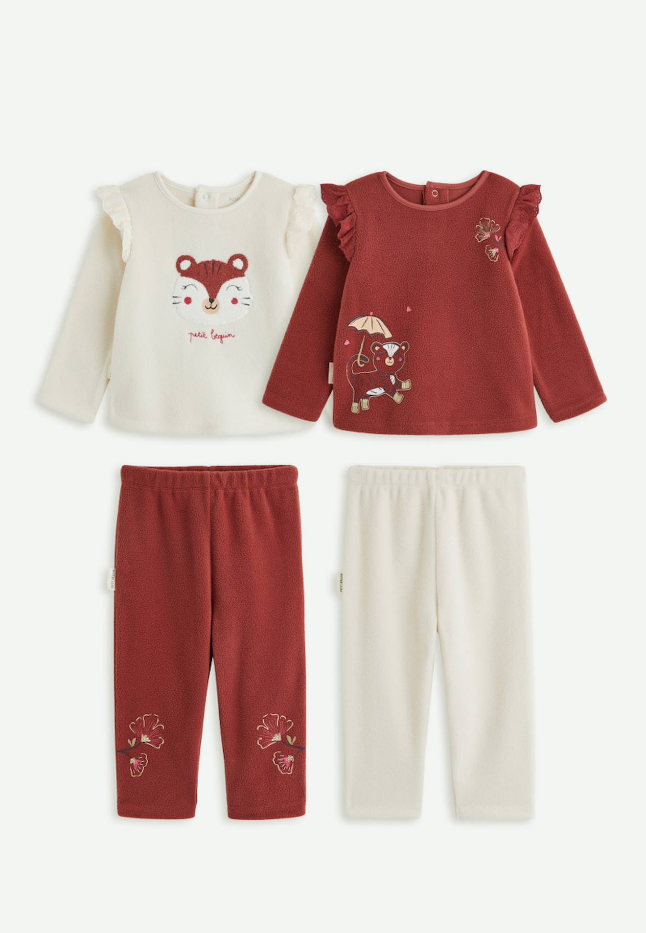 Lot De 2 Pyjamas Enfant 2 Pièces En Polaire Léa Rose
