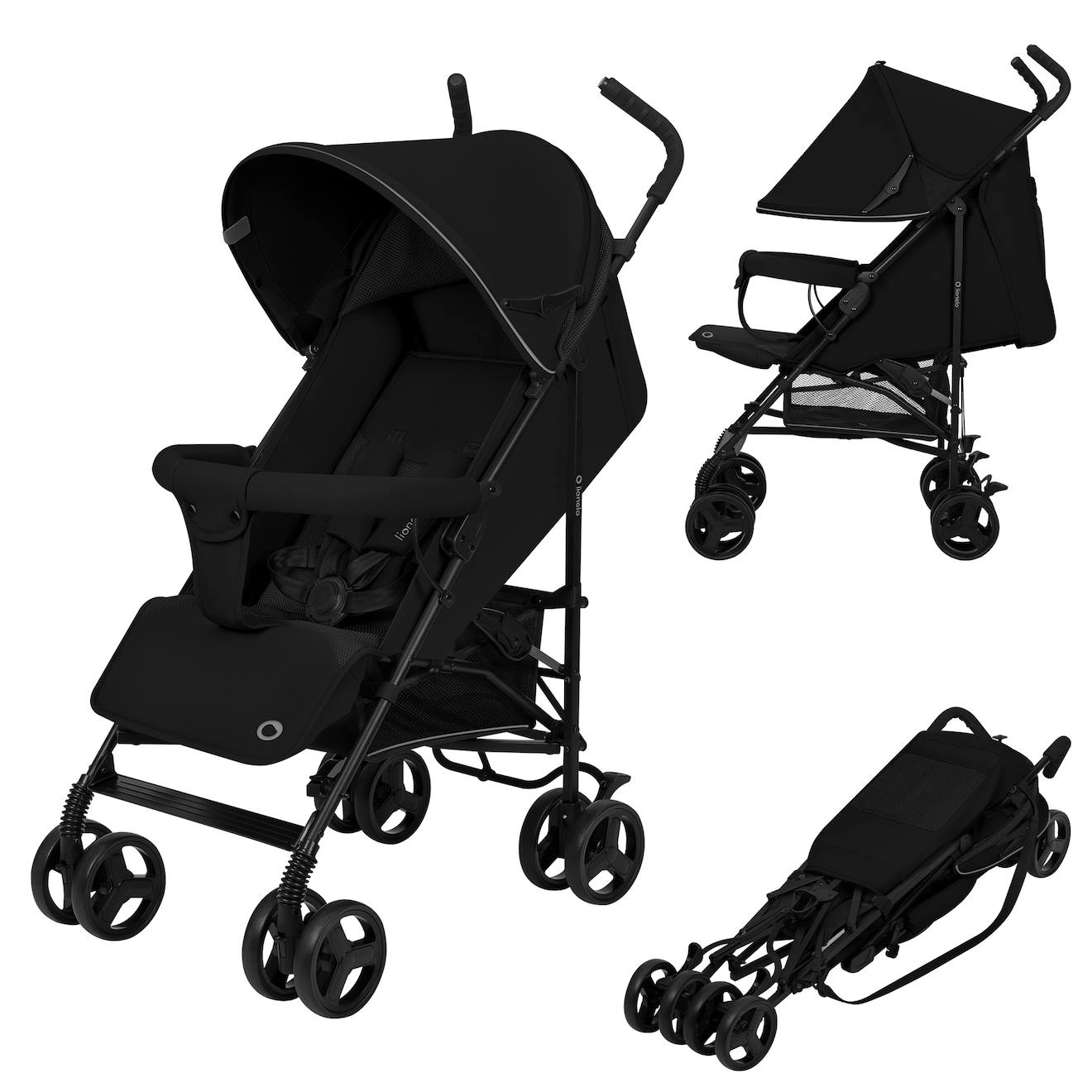 Poussette Canne Compacte Elia Légère 6-36 Mois Avec Moustiquaire Black Onyx