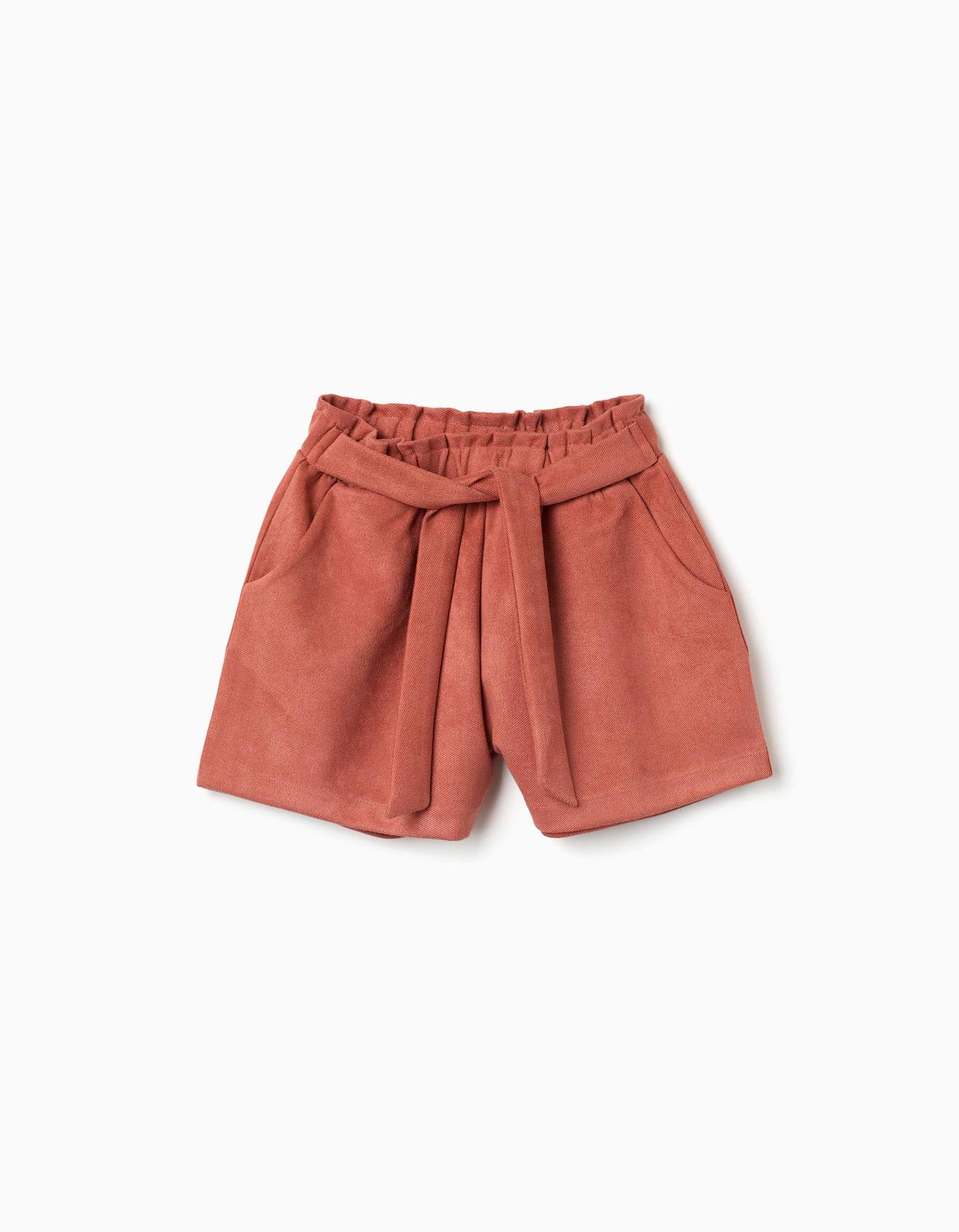 Short En Maille Interlock Avec Ceinture Intégrée Marrón