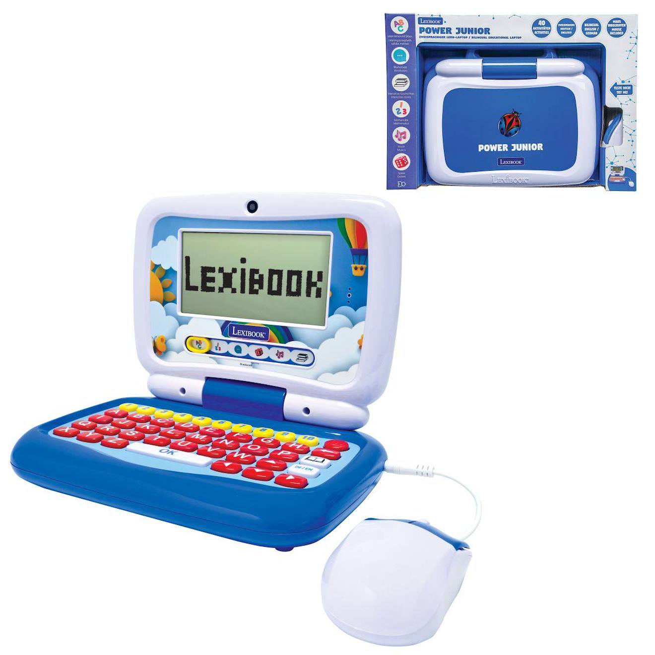 Ordinateur Portable Éducatif Parlant Bilingue Avec 40 Activités Réparties En 6 Catégories Dont 3 Histoires Animées Et 1 Méthode Syllabique D'apprentissage De La Lecture (en/de) Bleu