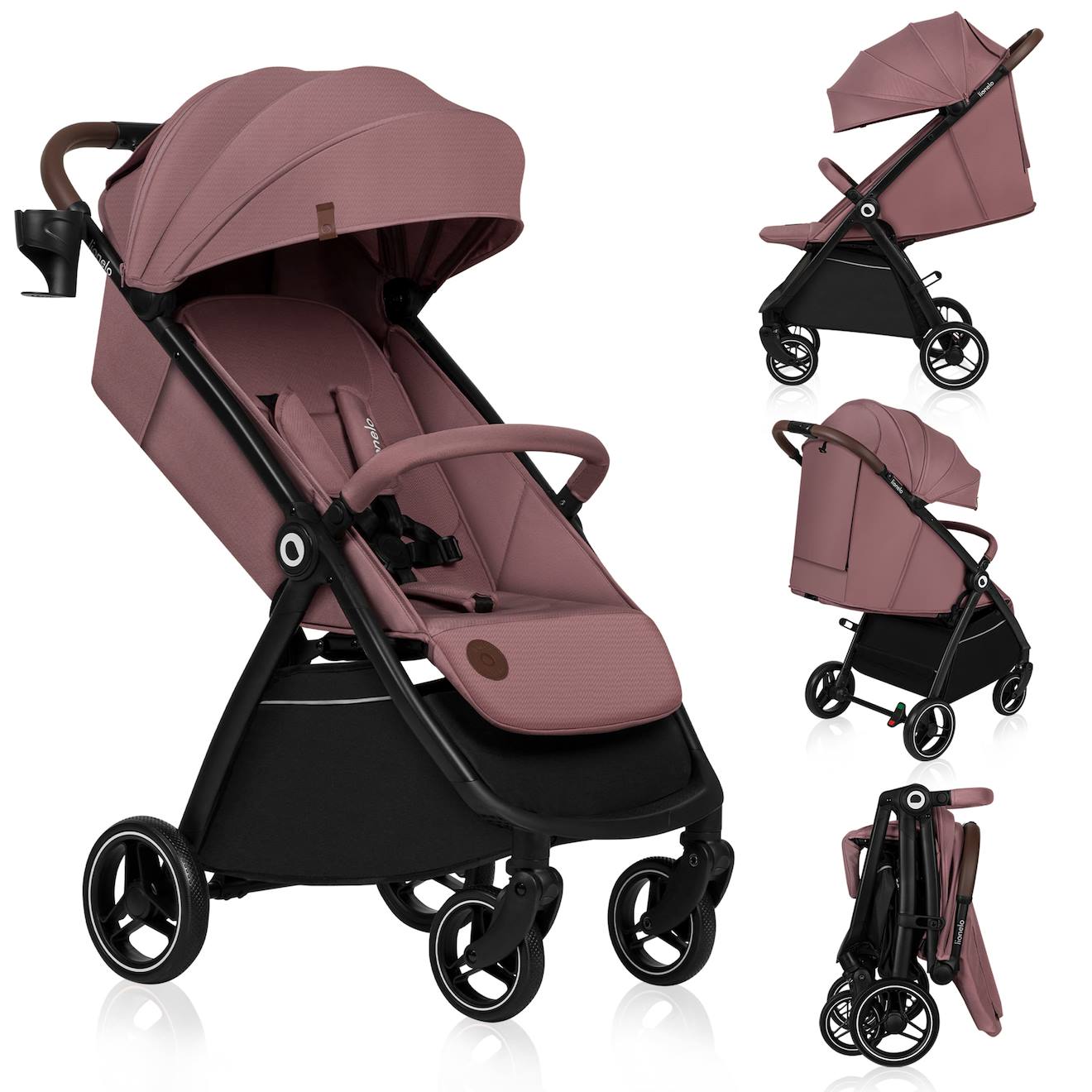 Poussette Compacte Ingrid Légère Et Pliable Jusqu’à 22 Kg Avec Amortissement Pink Mauve