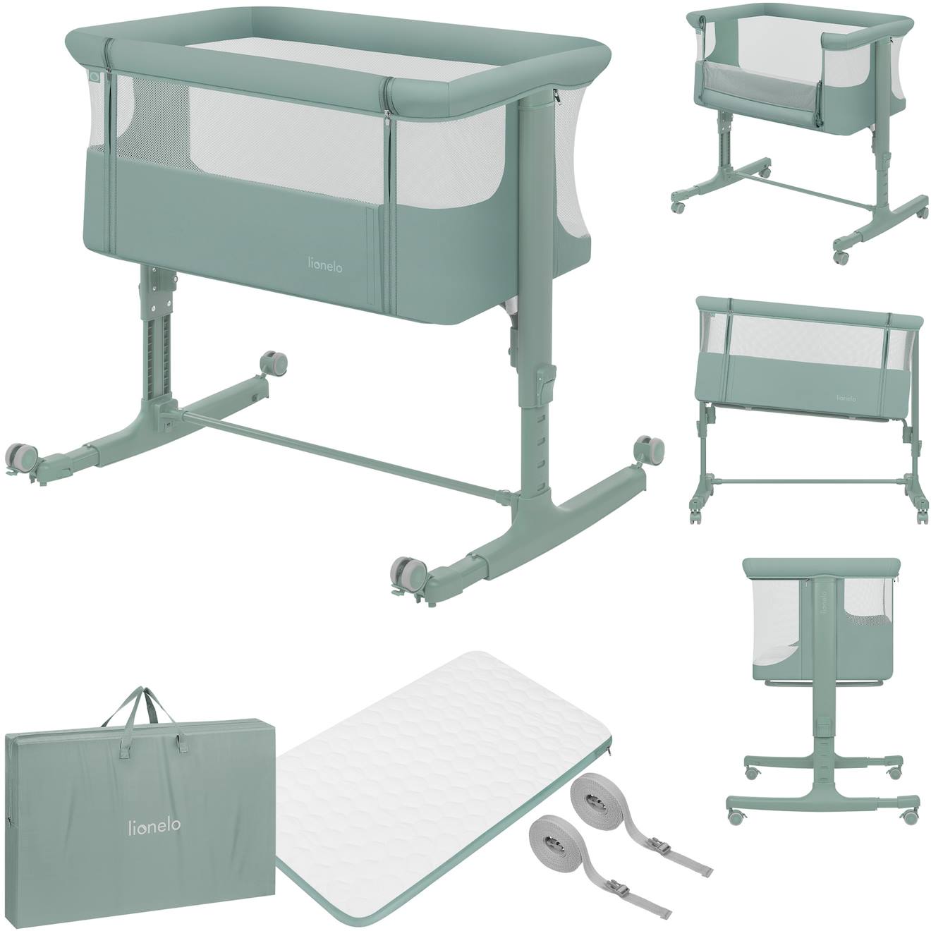 Lit Cododo Berceau 3en1 Aurora Avec Matelas Et Sac Green Sage
