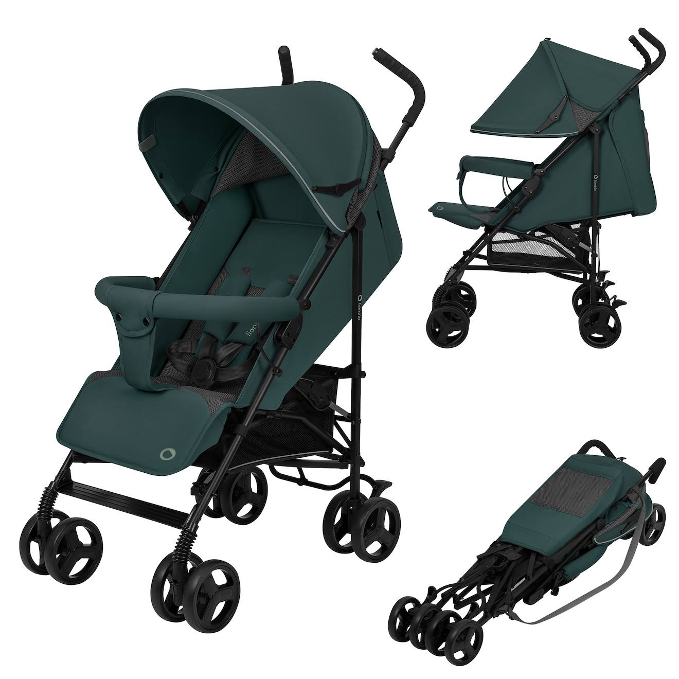 Poussette Canne Compacte Elia Légère 6-36 Mois Avec Moustiquaire Green Graphite