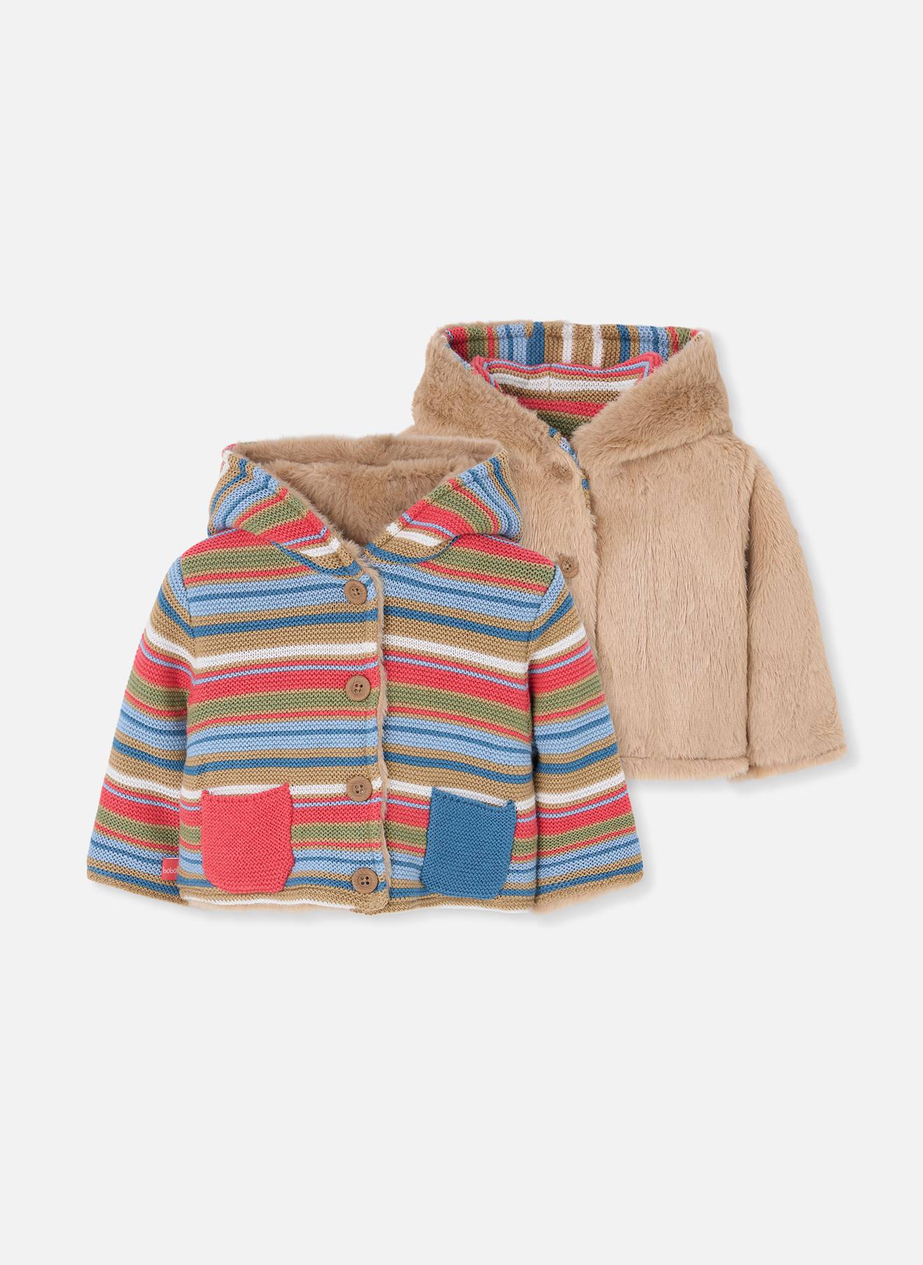 Veste Bébé En Maille Réversible À Rayures Marron