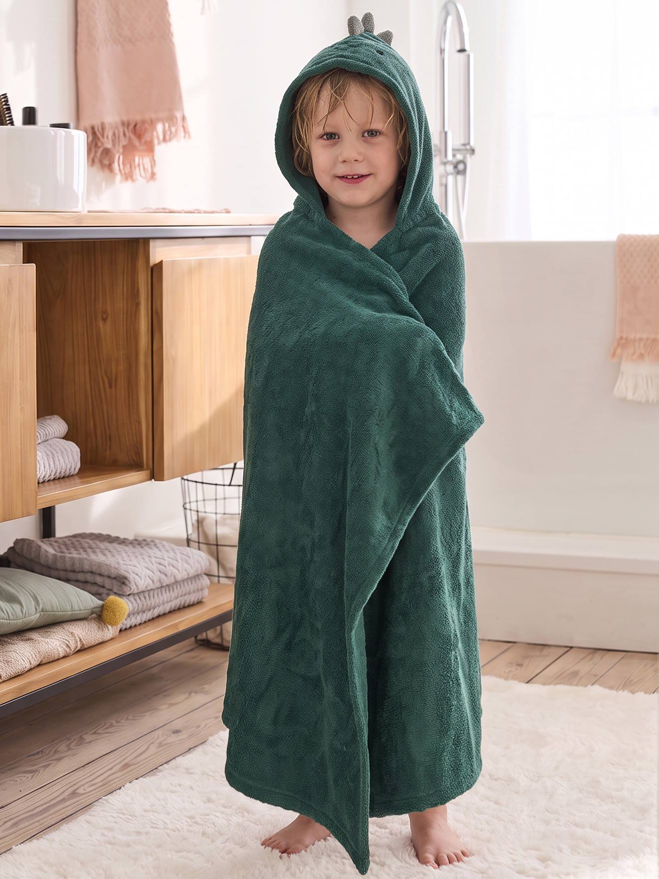 Serviette à capuche en coton vert anglais