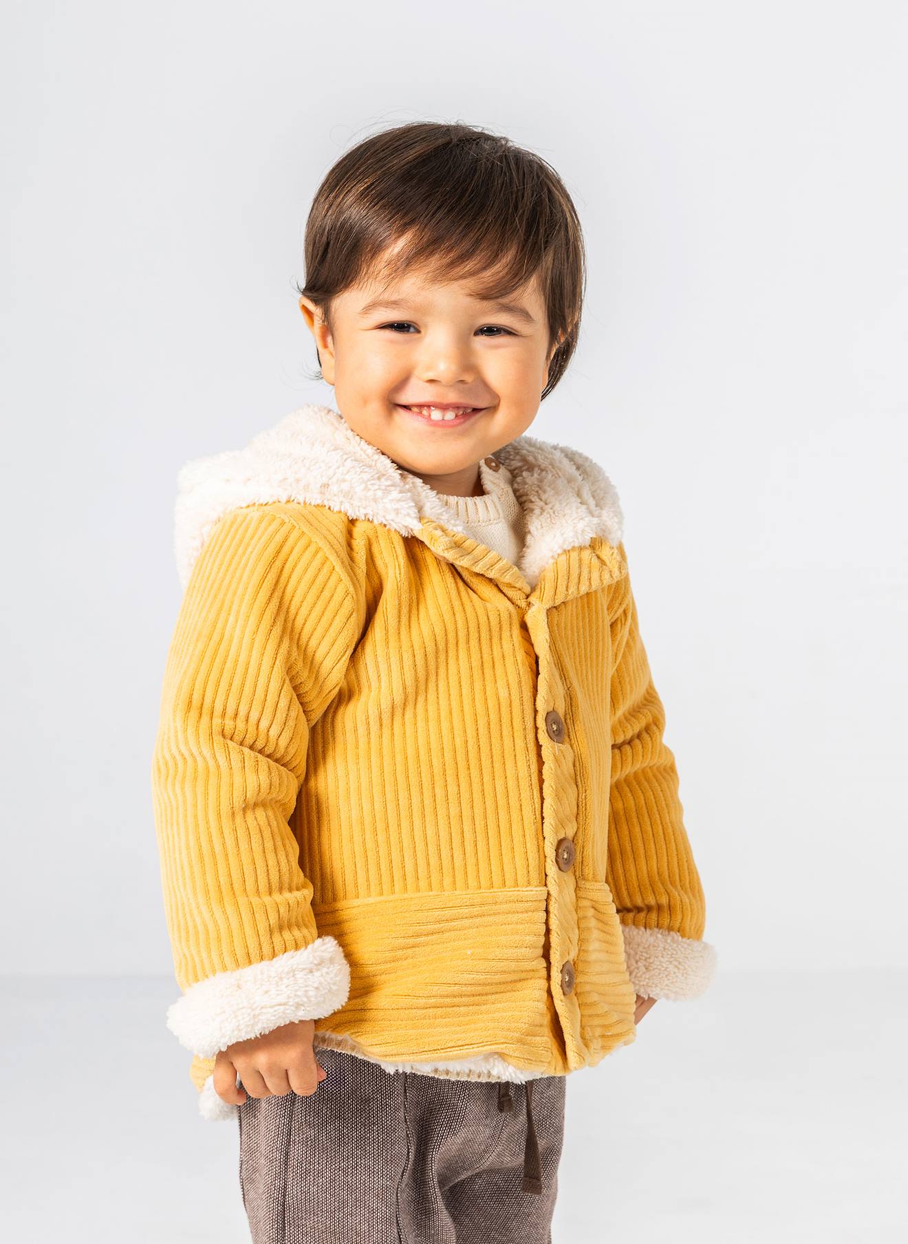 Veste Bébé En Maille Avec Capuche Jaune