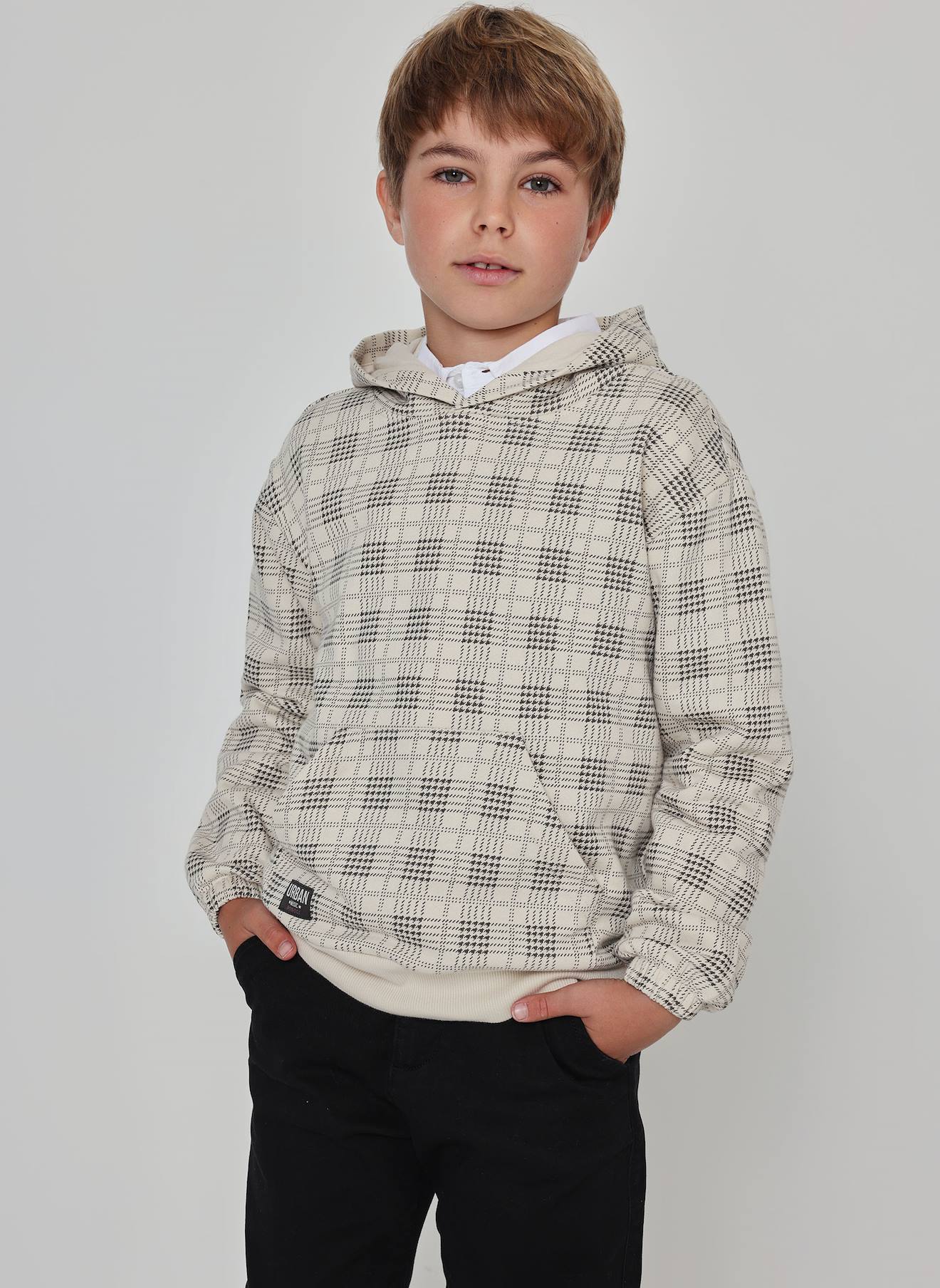 Sweat-shirt Garçon Molleton Imprimé Carreaux Multicolore
