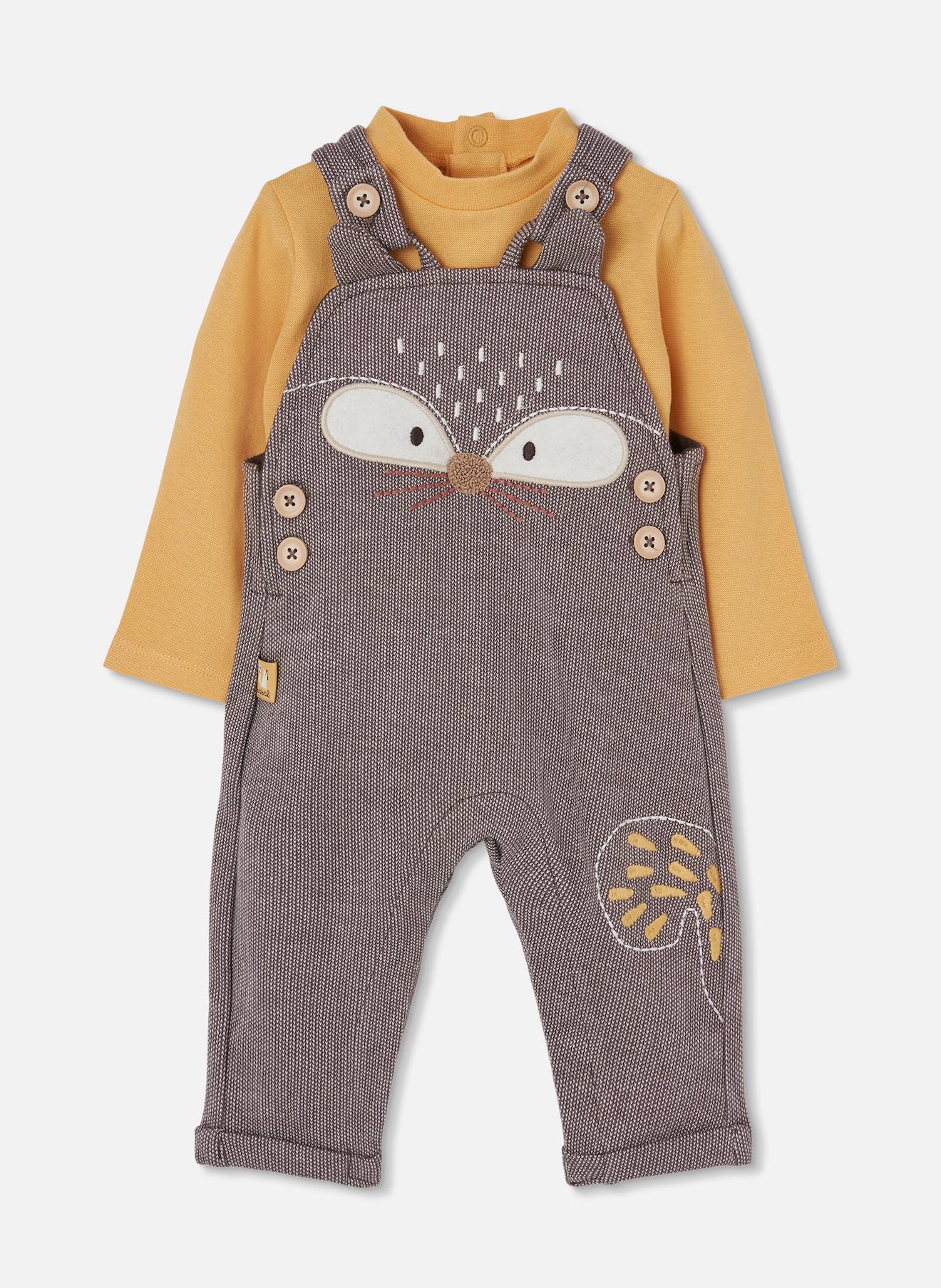 Ensemble Bébé Garçon Maille Brodé Renard Marron