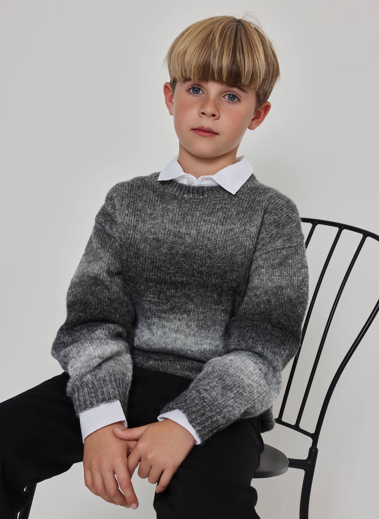Pull Garçon En Maille Gris