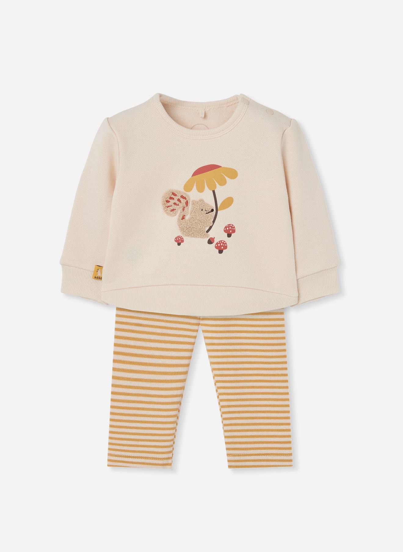Ensemble Bébé Fille En Maille Brodé Écureuil Blanc