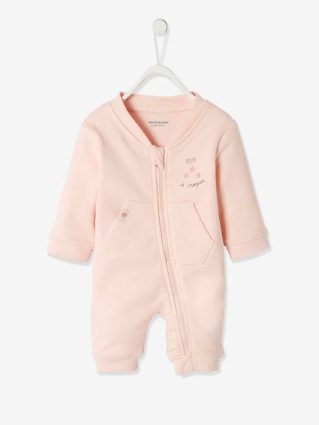 Combinaison Bebe Naissance En Molleton Rose Pale Vertbaudet