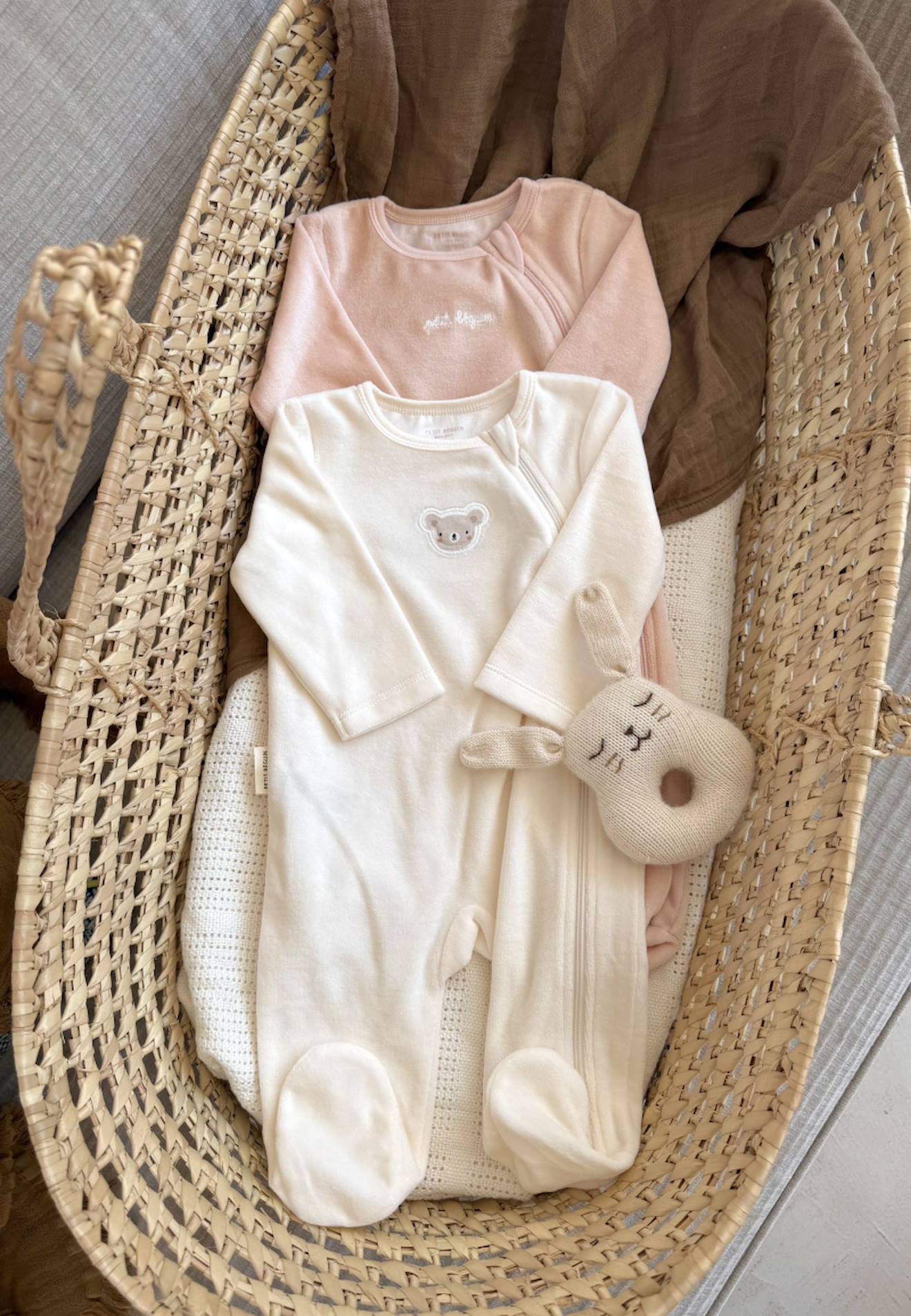 Lot De 2 Pyjamas Bébé En Velours Ouverture Zippée Rose