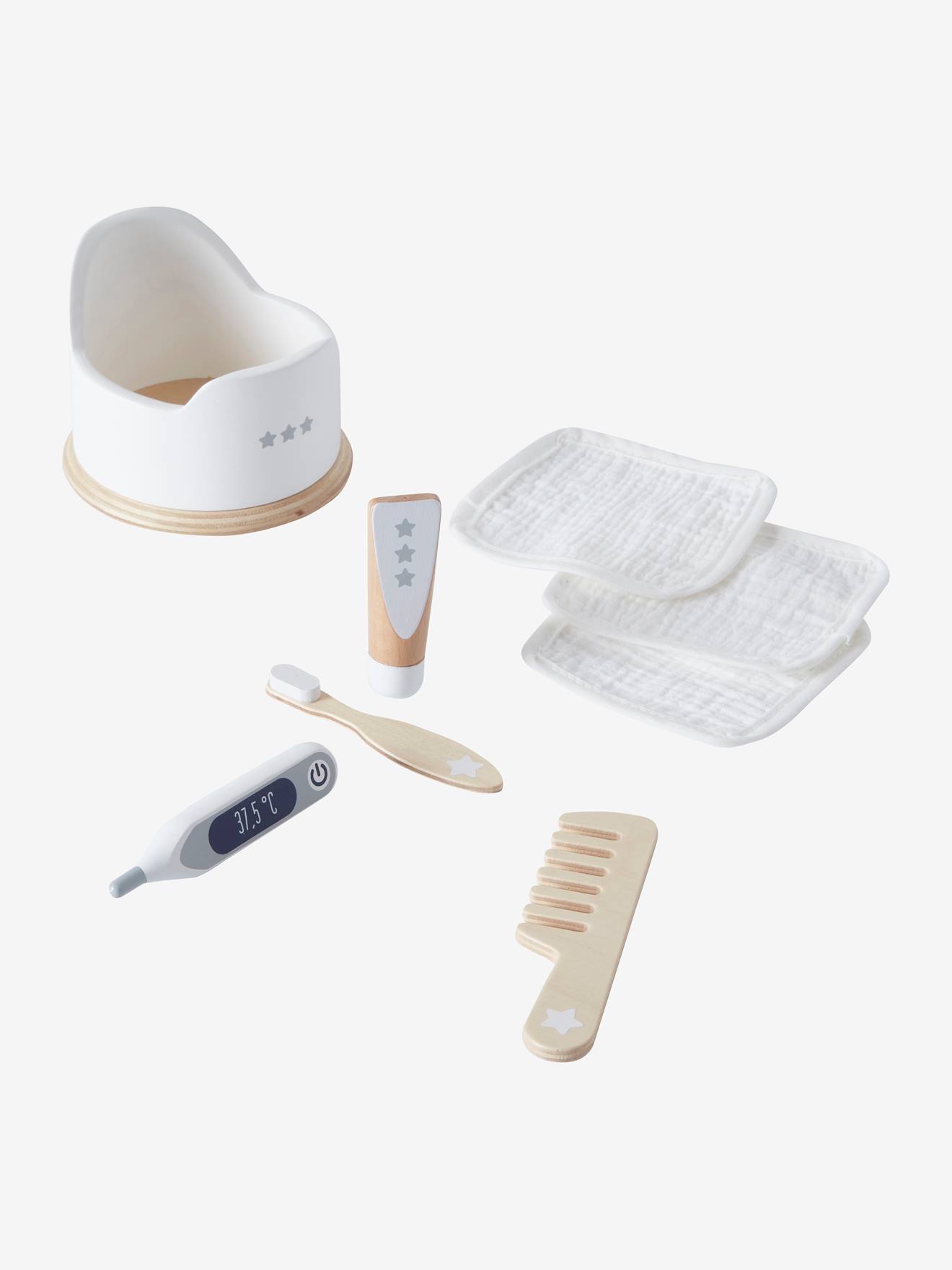 Set Accessoires Hygiene Poupon En Bois Blanc Vertbaudet