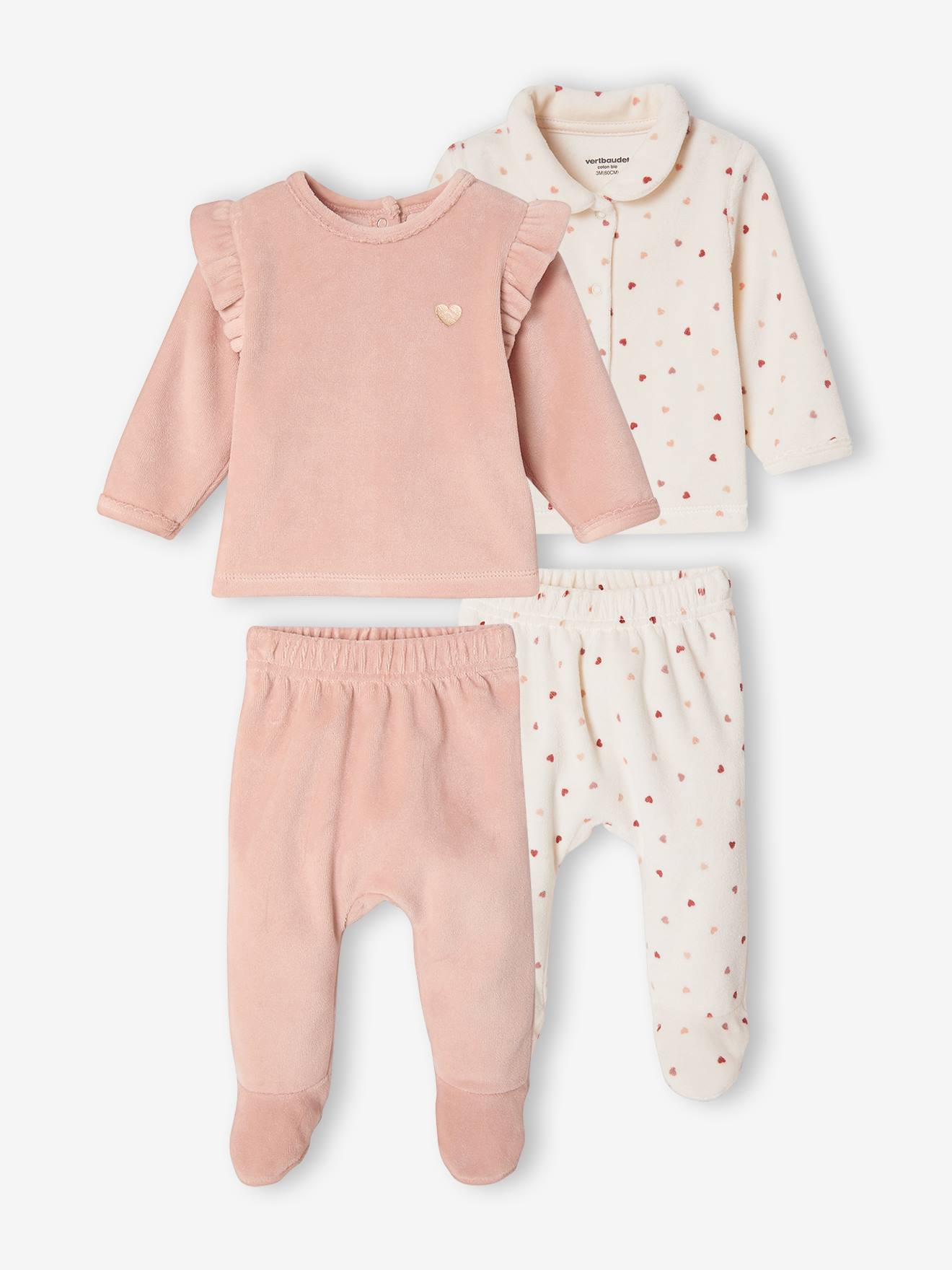 Lot de 2 pyjamas bébé fille rose poudré