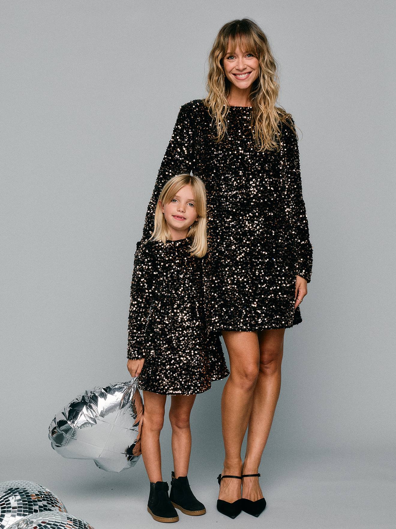 Robe fille à sequins chocolat
