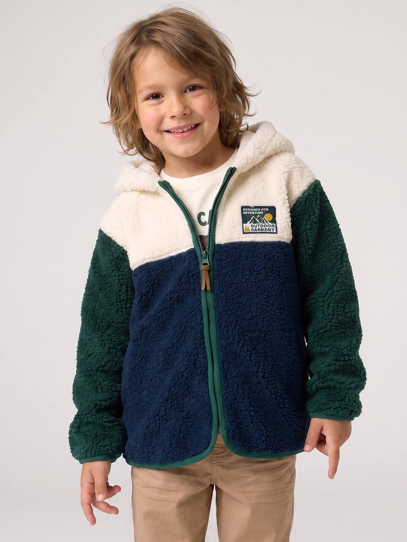 Gilet zippé à capuche garçon vert sapin