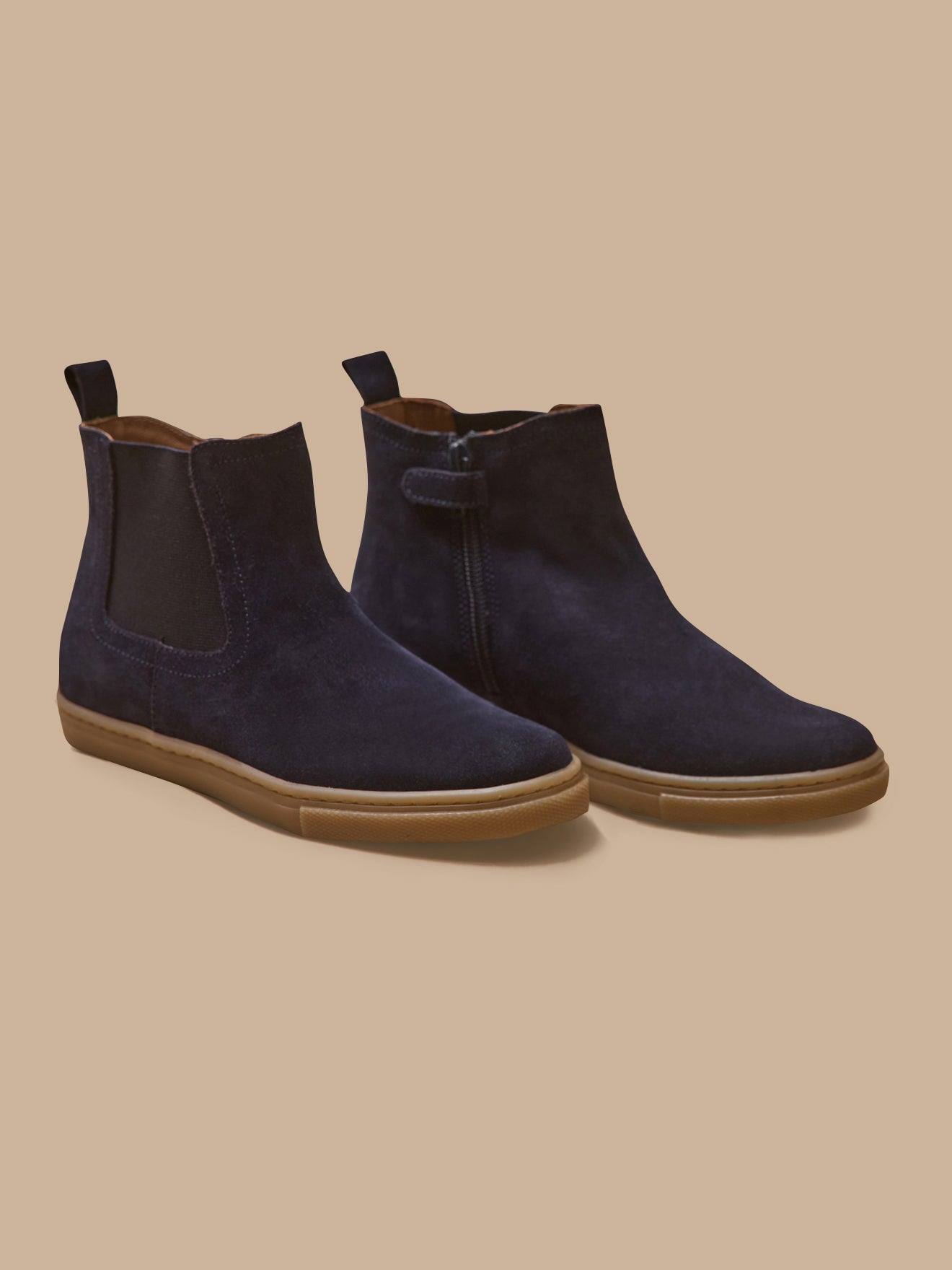Boots Chelsea Cuir Suédé Garçon Marine Boots Chelsea Cuir Suédé Garçon Marine