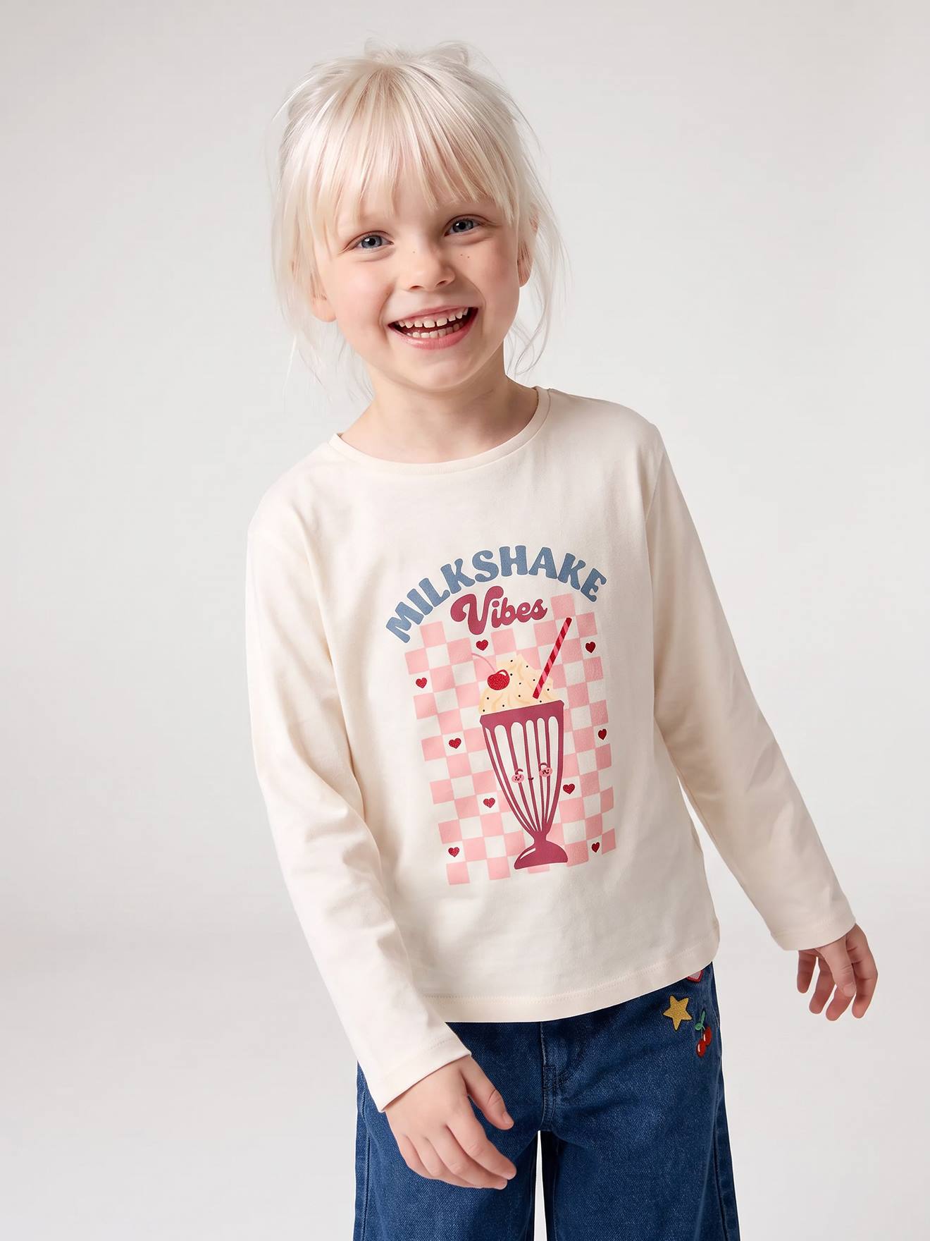 T-shirt manches longues fille écru