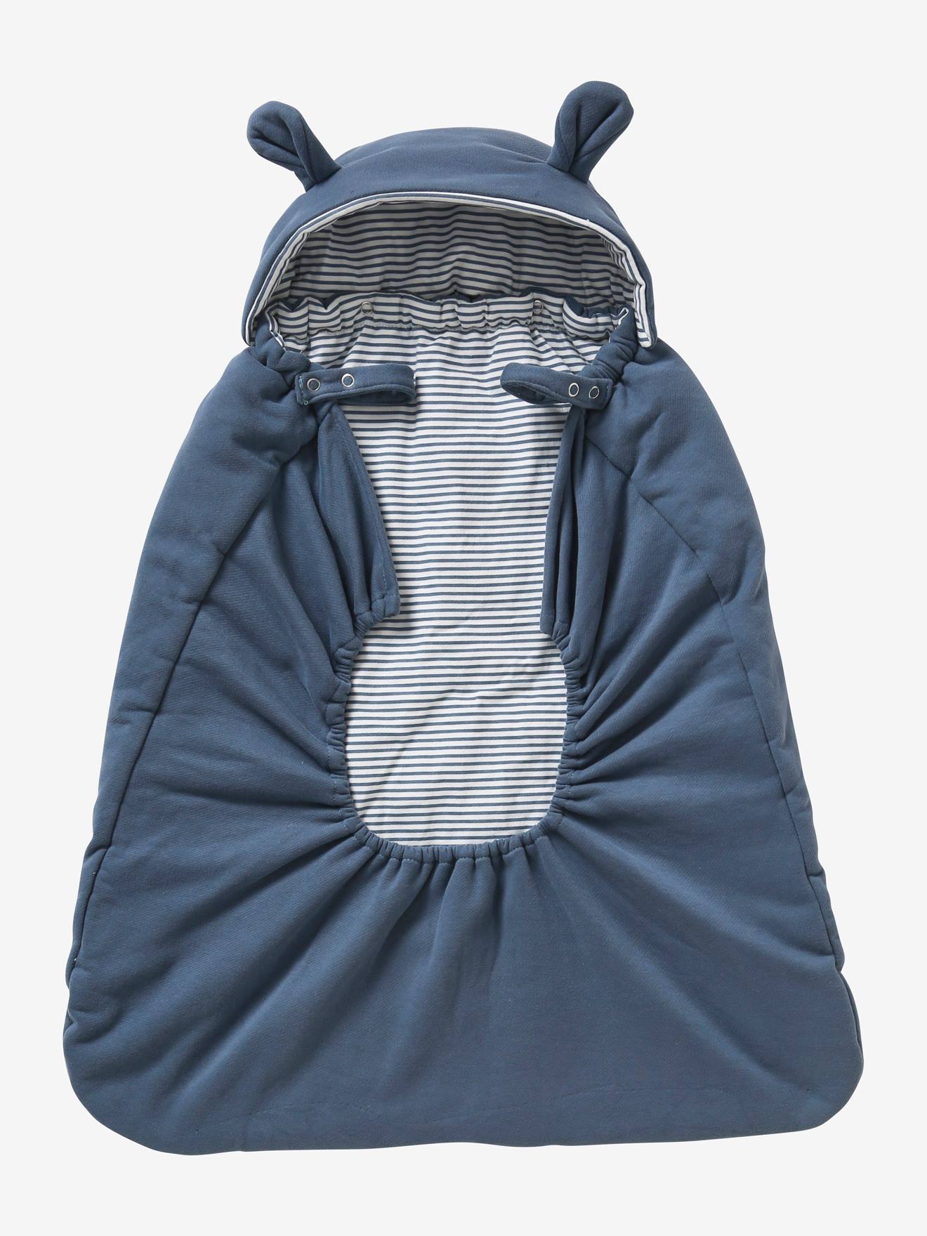 Protege Porte Bebe Molleton Bleu Jean Vertbaudet