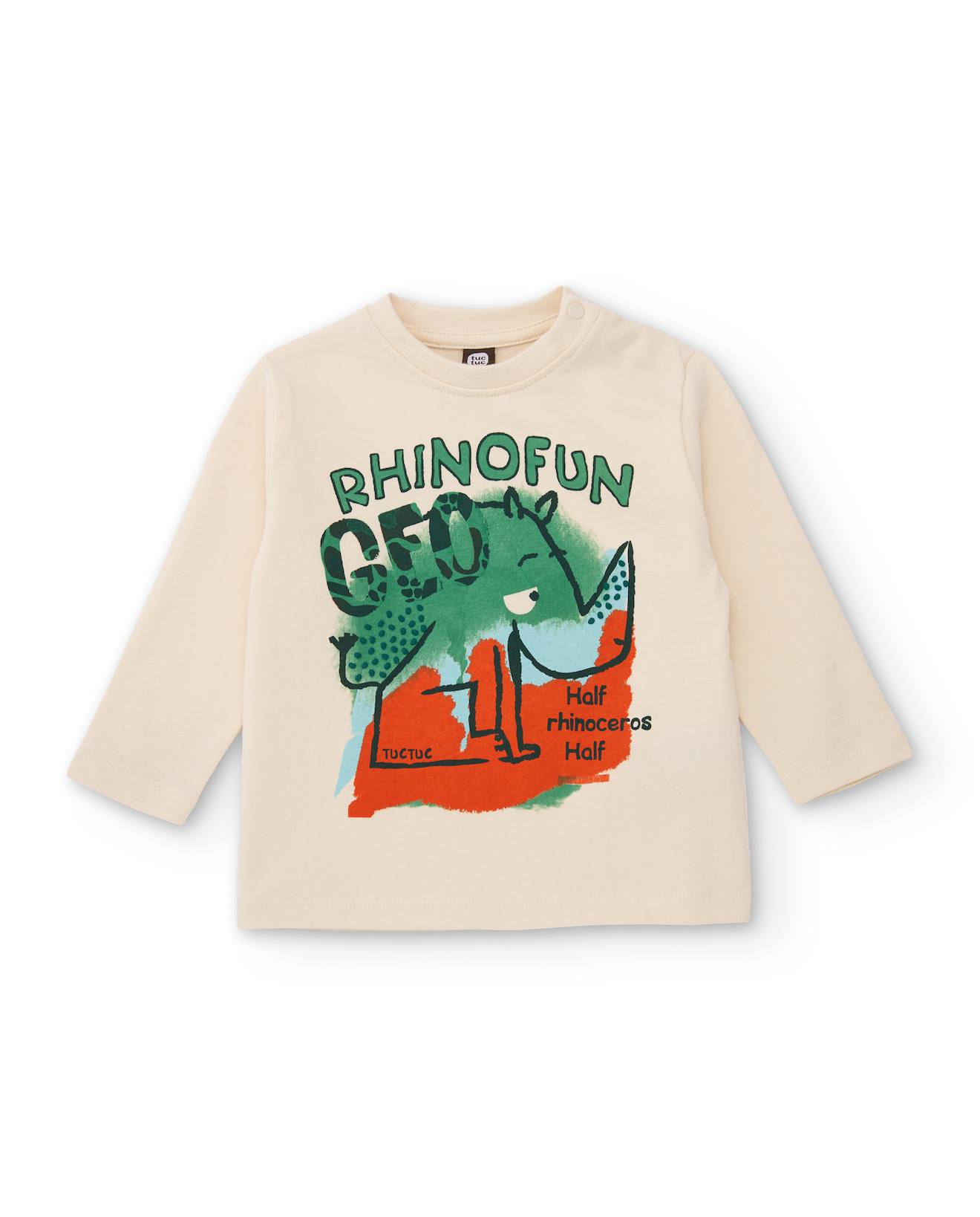 T-shirt Garçon En Jersey Doux À Imprimé Rhinocéros Blanc