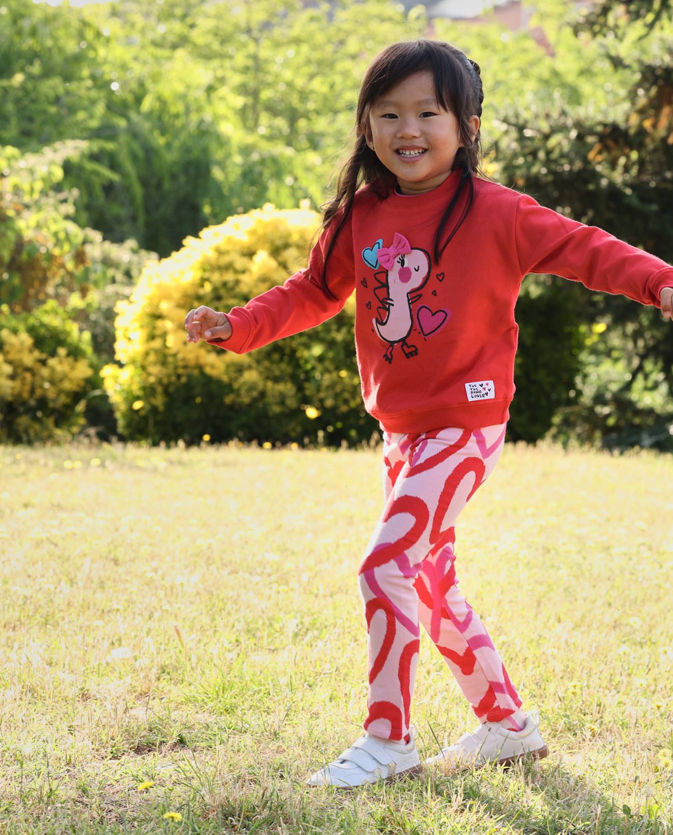 Legging Fille En Molleton Confortable À Imprimé Cœurs Rose