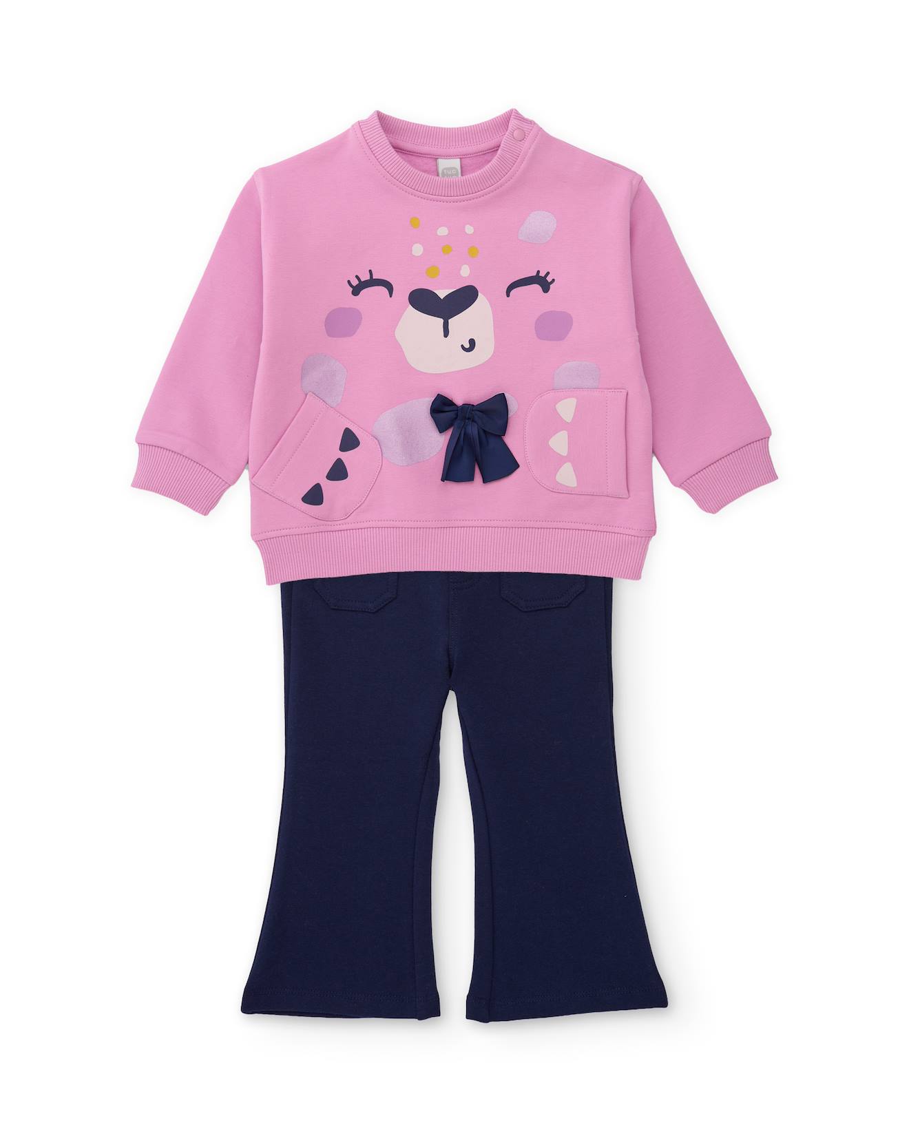 Ensemble Fille En Molleton Avec Sweat Graphique Et Pantalon Assorti Rose