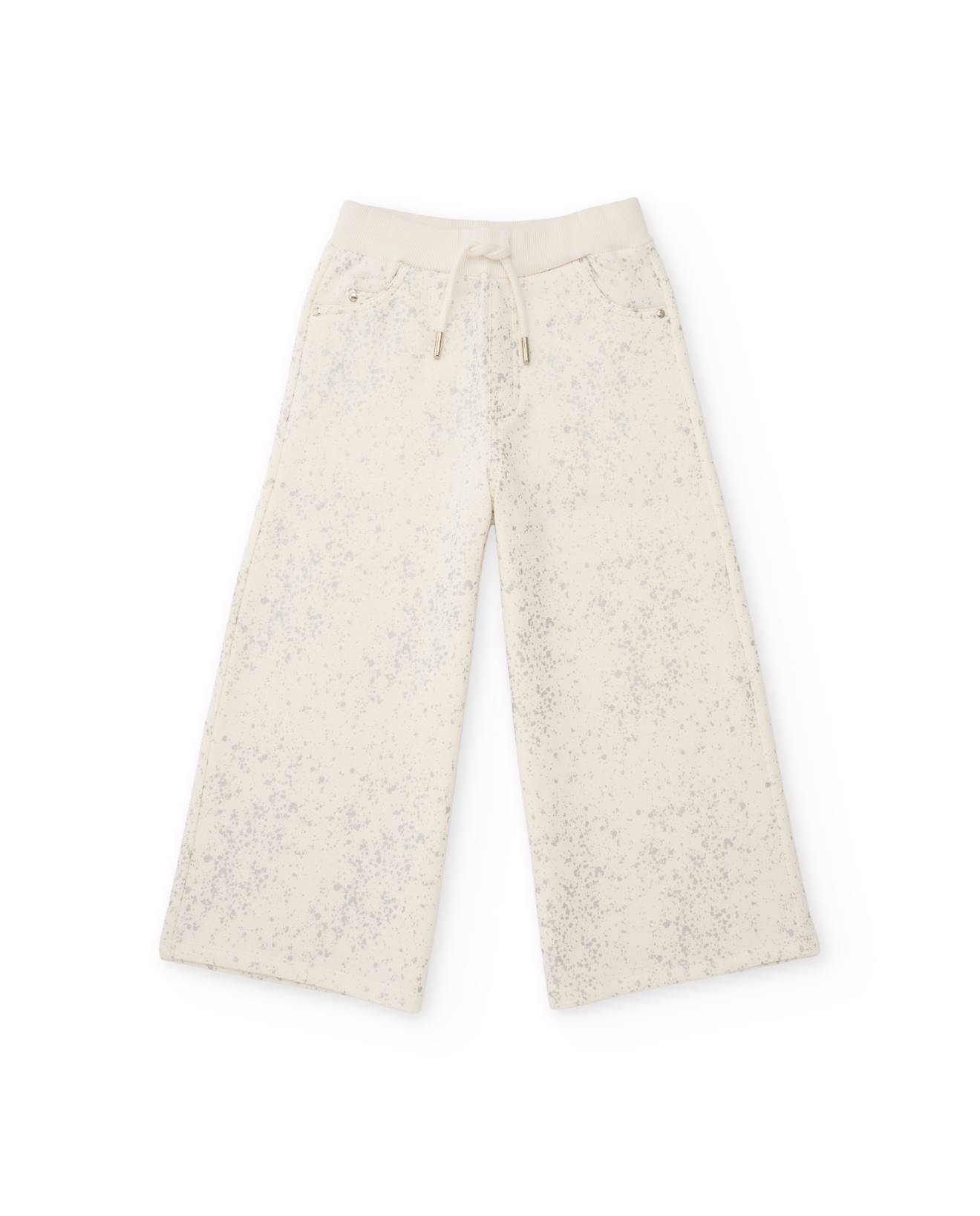 Pantalon Pour Fille En Molleton Avec Coupe Ample Et Imprimé Subtil Blanc