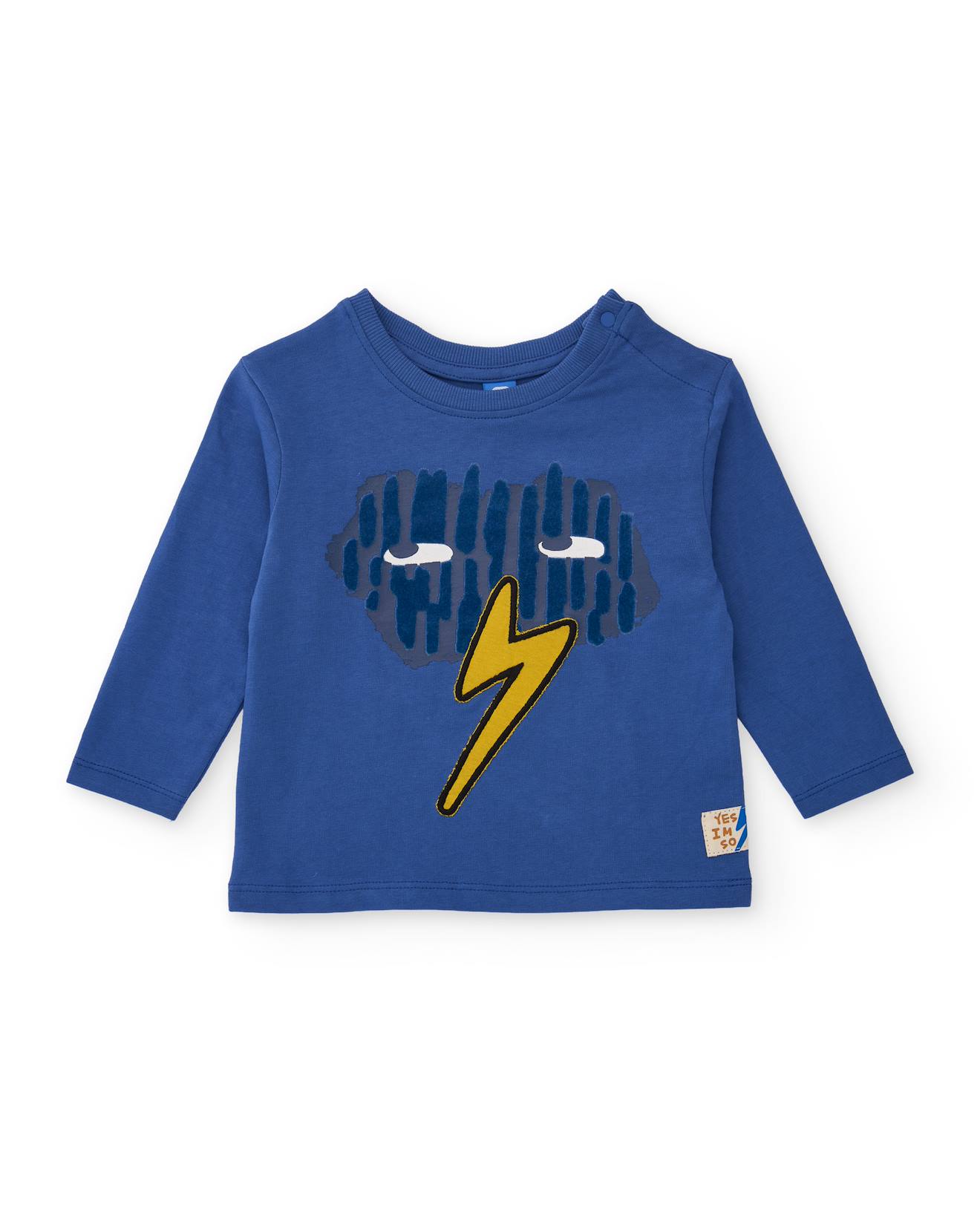 T-shirt À Manches Longues En Jersey Pour Bébé Garçon Avec Motif Ludique Bleu
