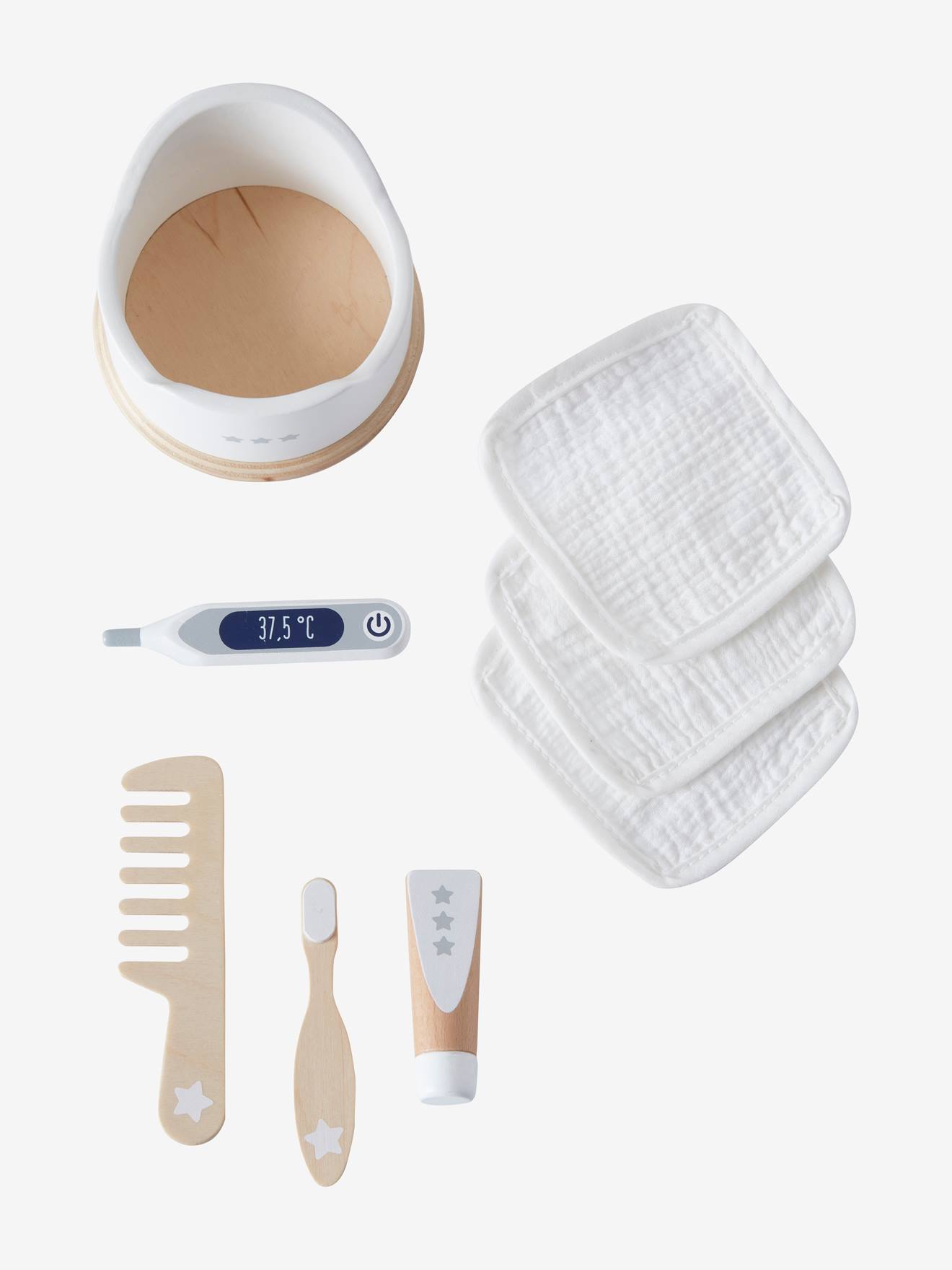 Set accessoires hygiène poupon en bois FSC® blanc (Vertbaudet) - Image 1