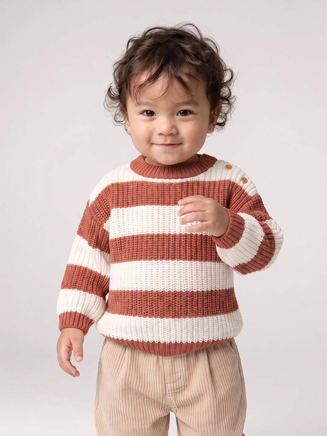Pull bébé garçon manches longues terracotta