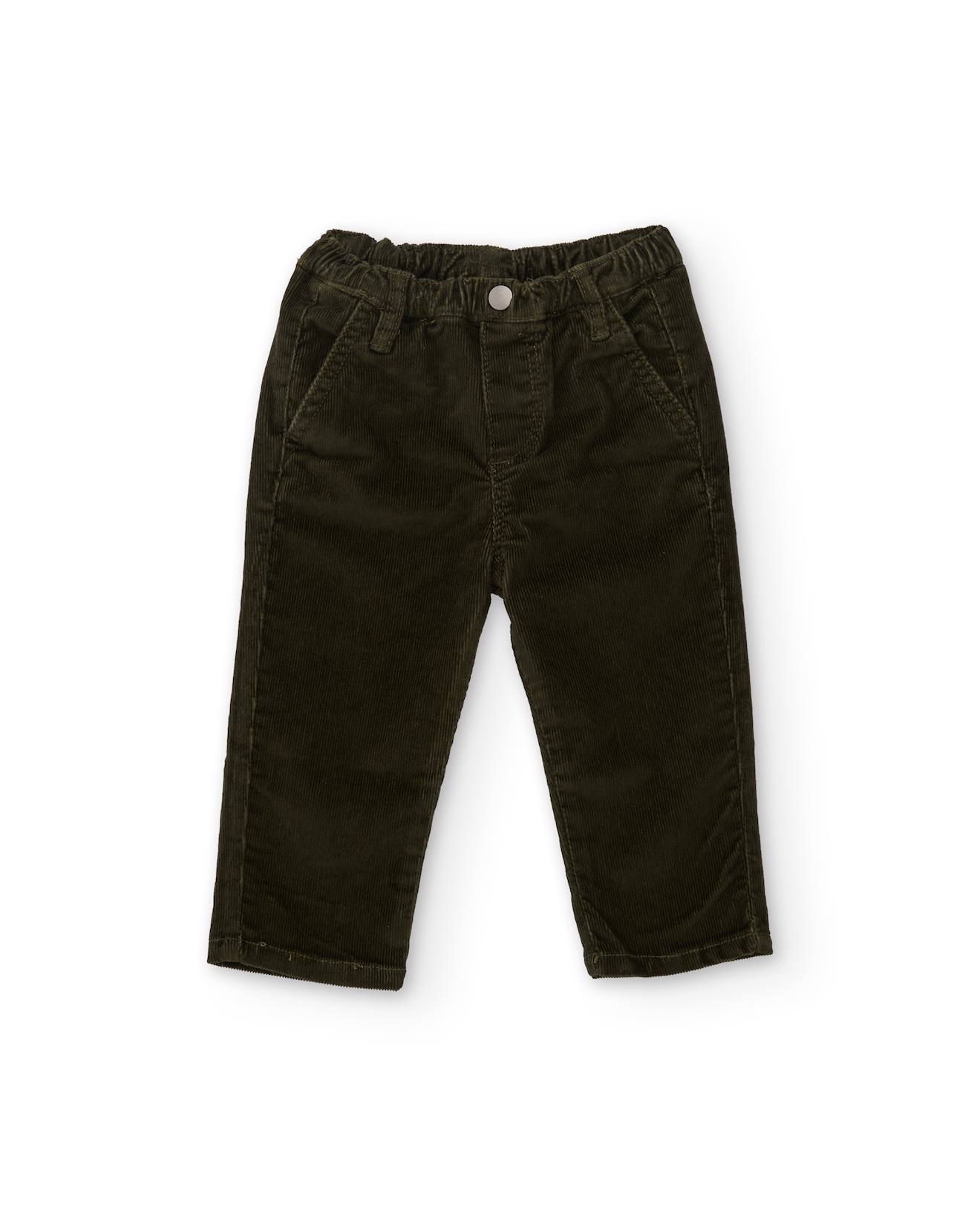 Pantalon En Velours Côtelé Pour Garçon Avec Taille Ajustable Vert