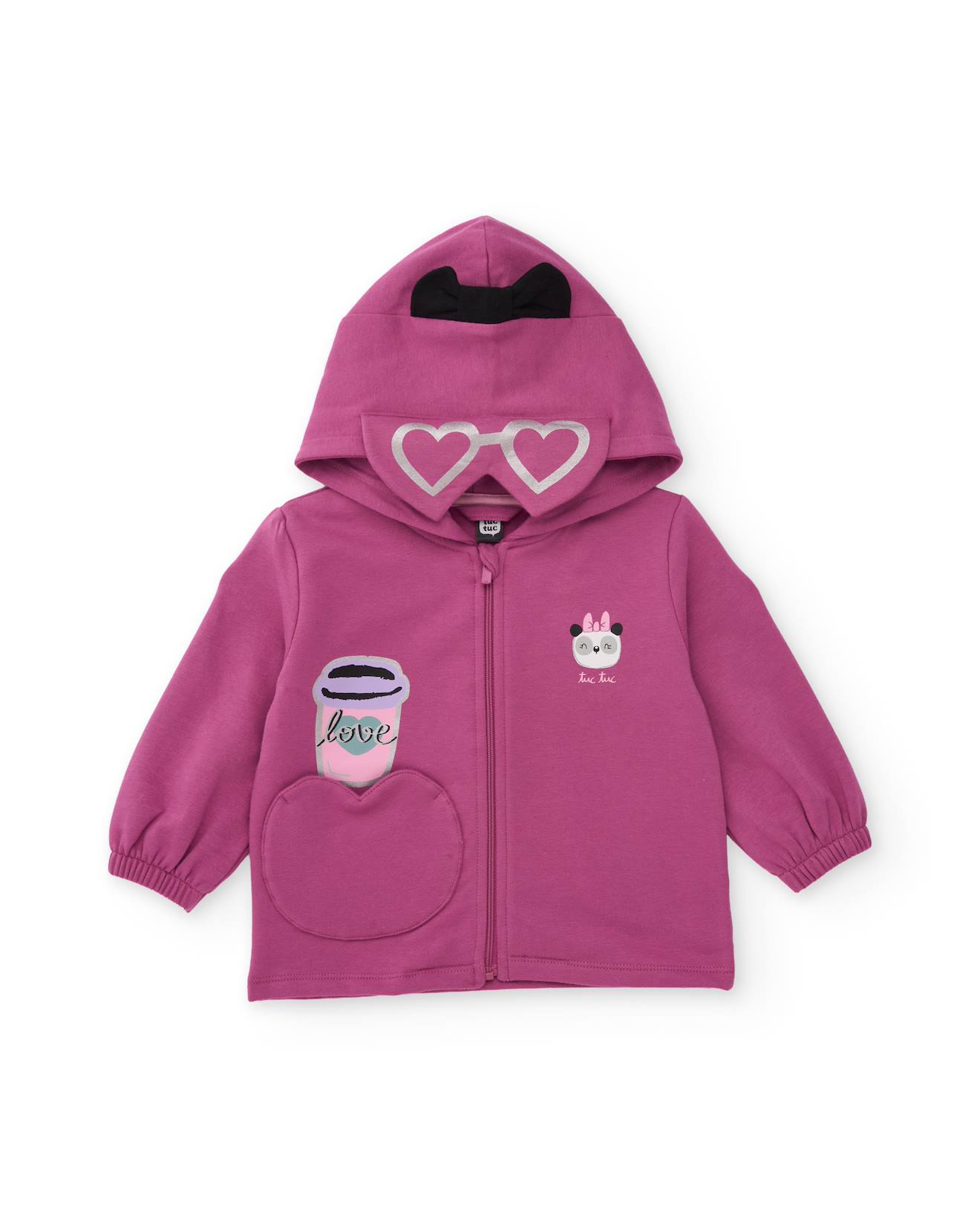 Sweat À Capuche Fille En Molleton À Motif Ludique Violet