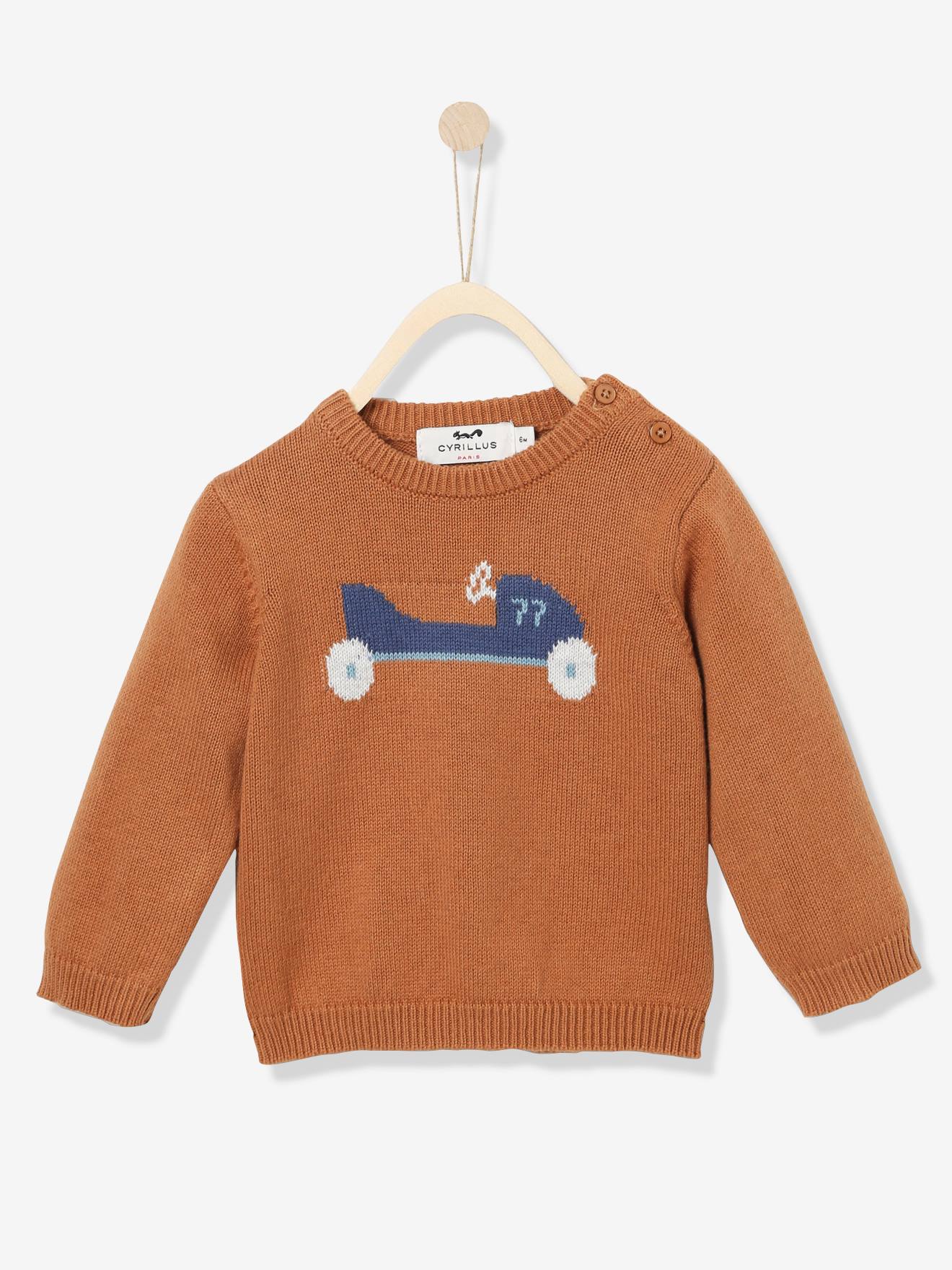 Pull Coton Cachemire Bebe Intarsia Bolide Camel Cyrillus