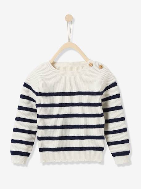 Pull Marin Bebe Intemporel N 5 Cyrillus Raye Ecru Marine Cyrillus