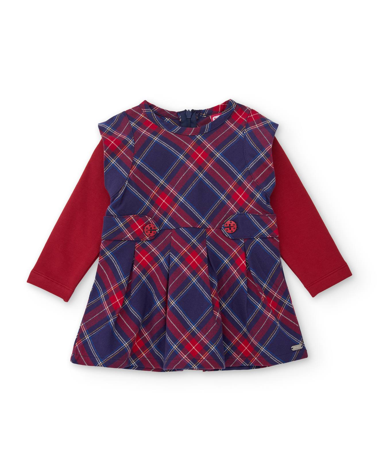 Robe À Carreaux Pour Fille À Manches Longues Rouge