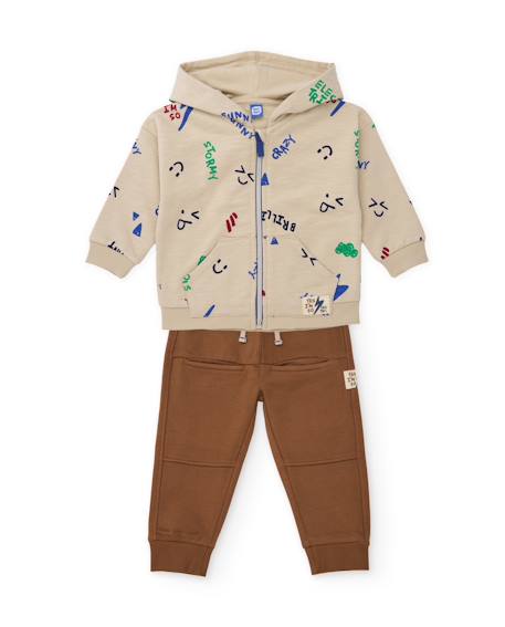 Garçon-Ensemble garçon en molleton avec sweat zippé à capuche et pantalon