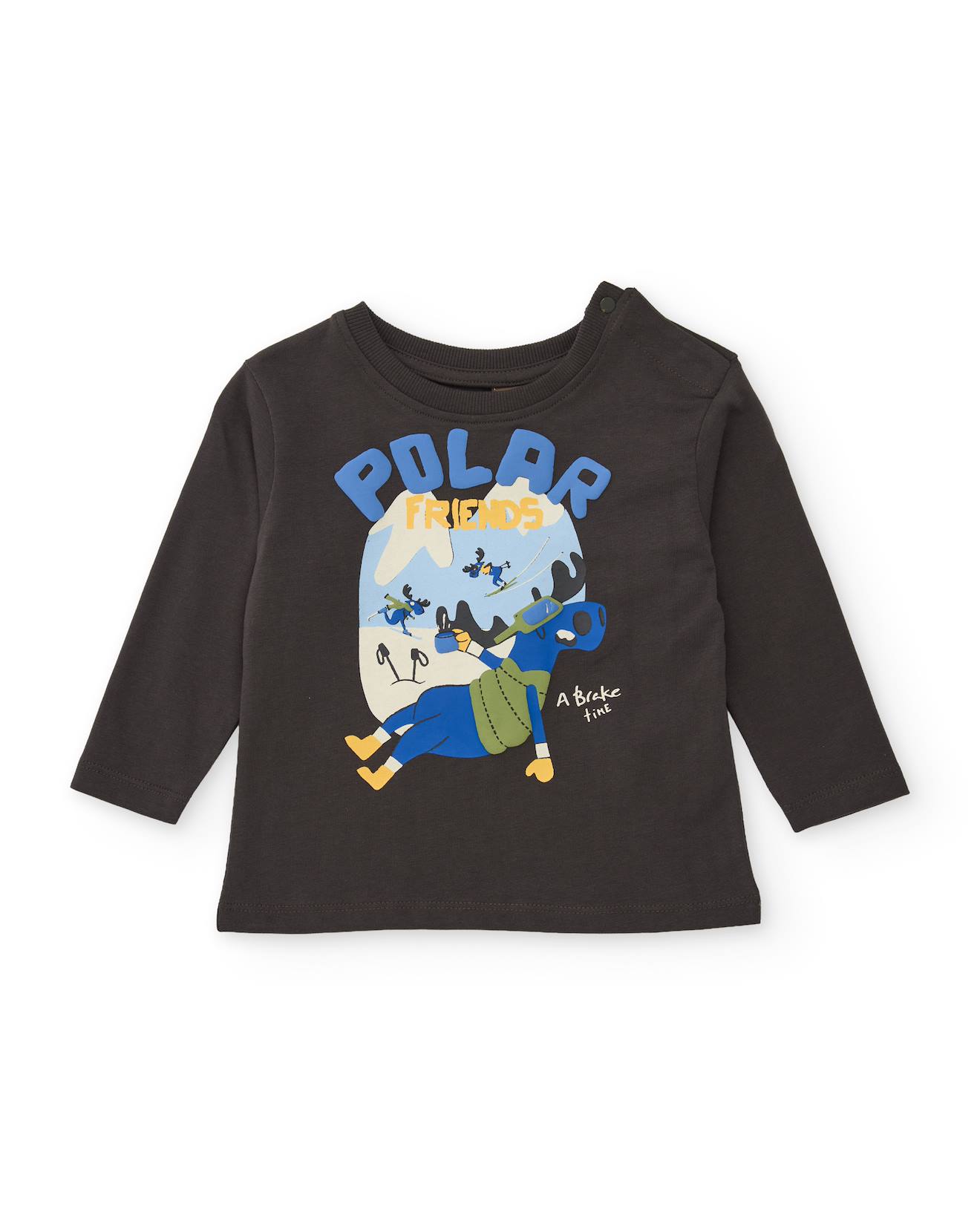 T-shirt En Maille Pour Bébé Garçon Avec Imprimé Graphique Et Manches Longues Gris