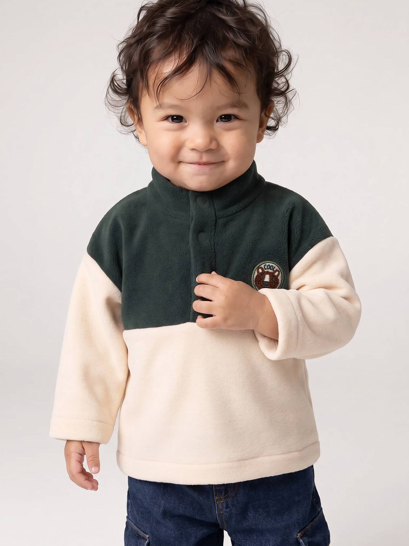 Sweat bébé garçon col montant vert sapin