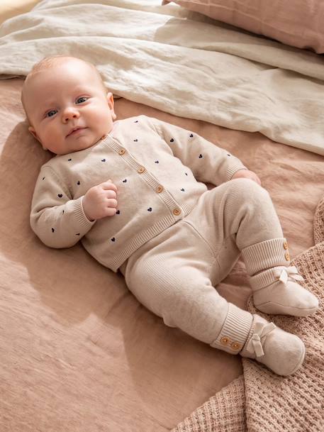 Vertbaudet - Ensemble 3 pièces bébé fille beige chiné