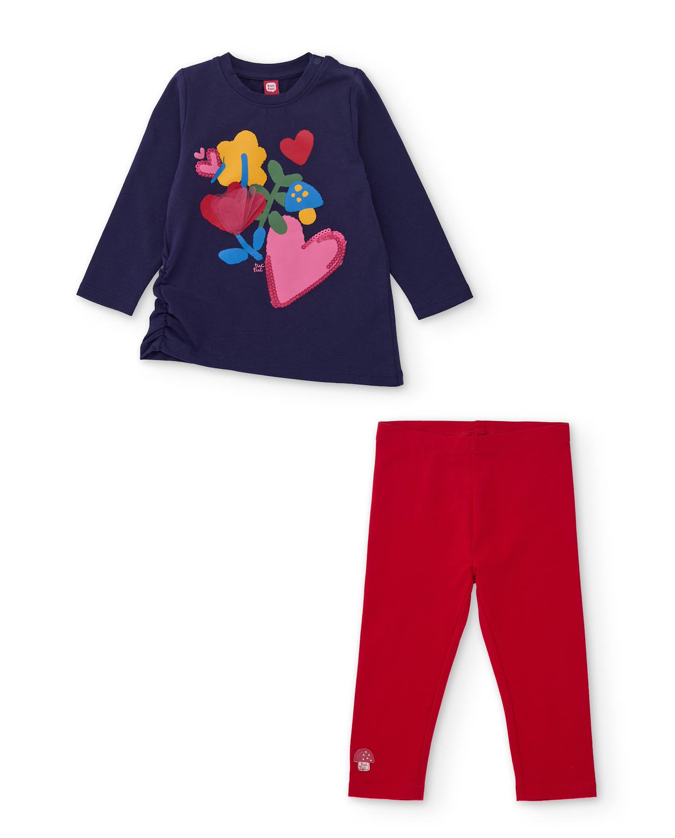 Ensemble Fille En Jersey Avec T-shirt Fleuri Et Legging Assorti Bleu