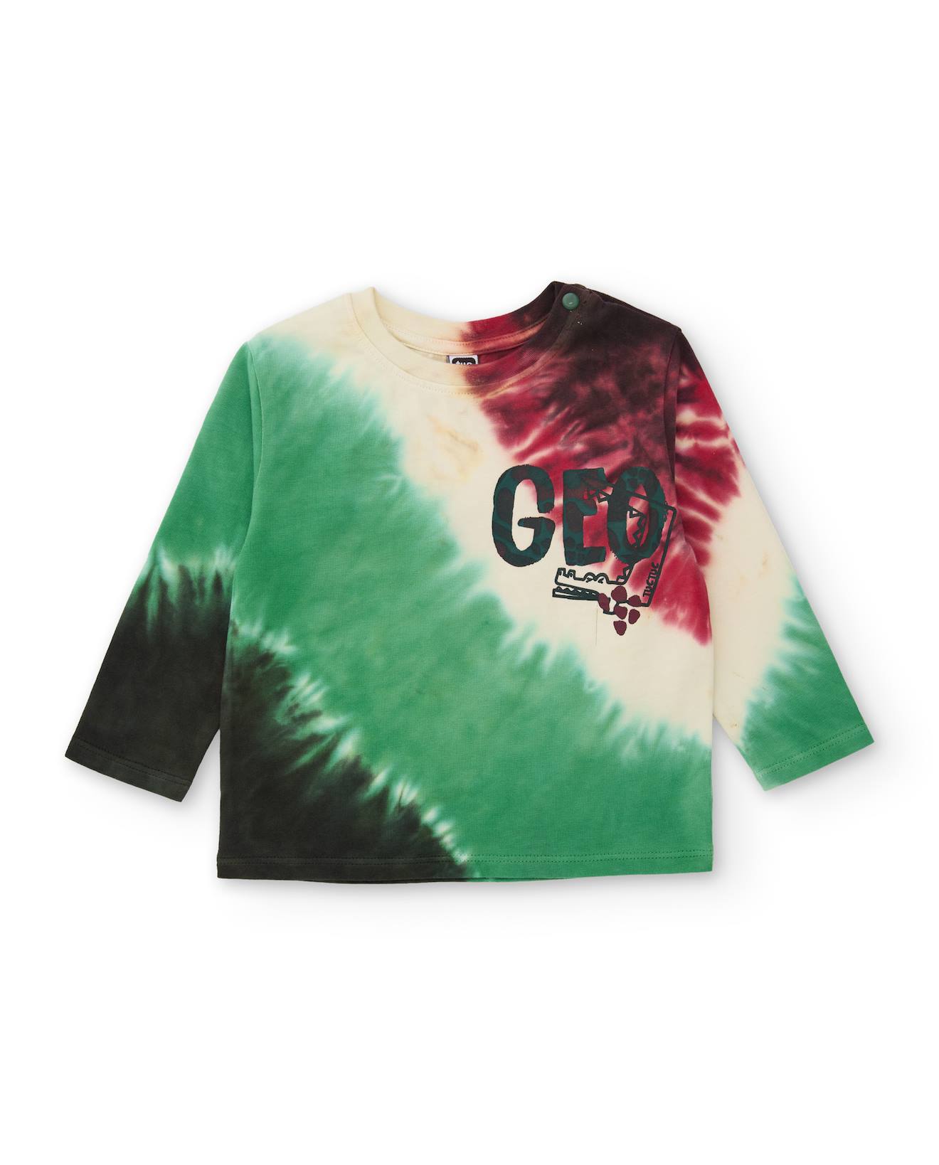 T-shirt Garçon En Jersey À Manches Longues Et Imprimé Tie And Dye Vert