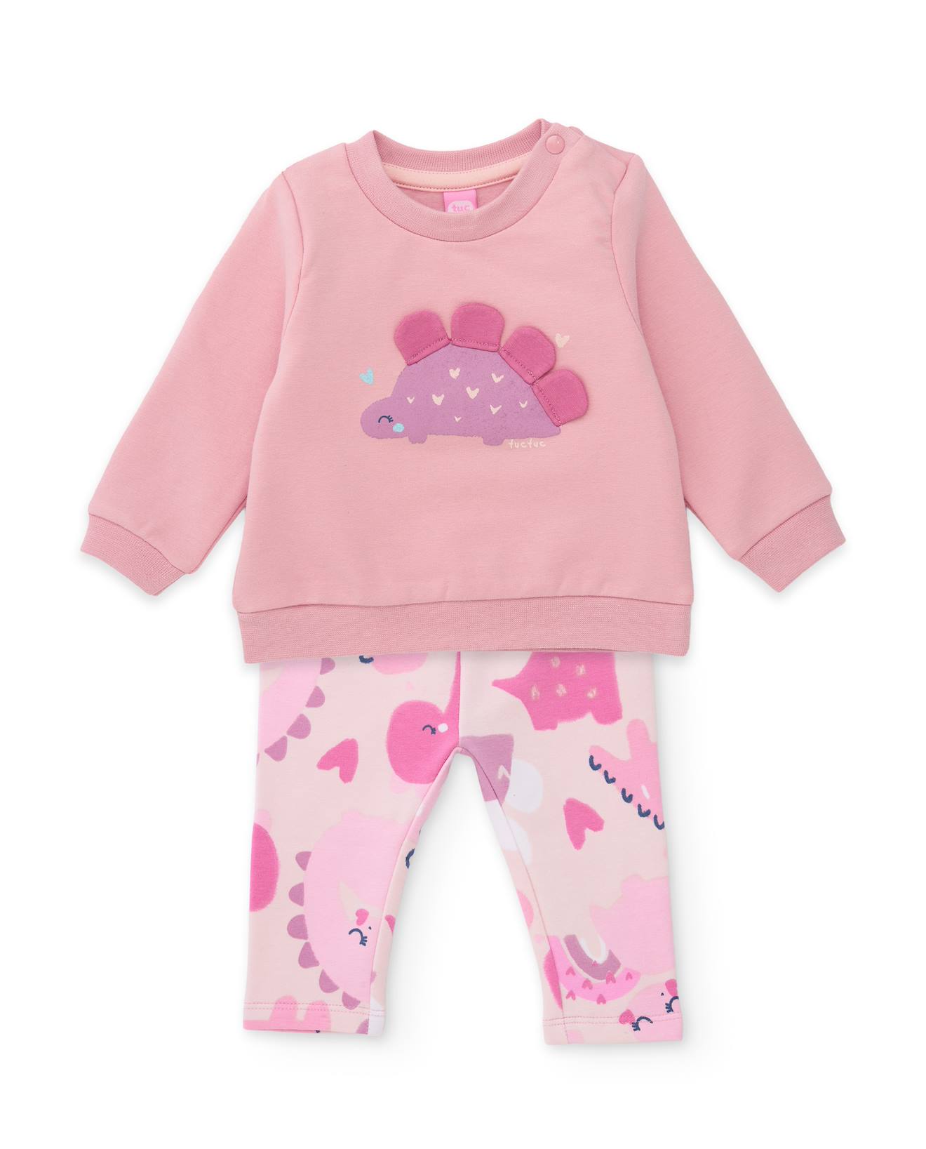 Ensemble En Molleton Pour Bébé Avec Sweat-shirt Dinosaure Rose