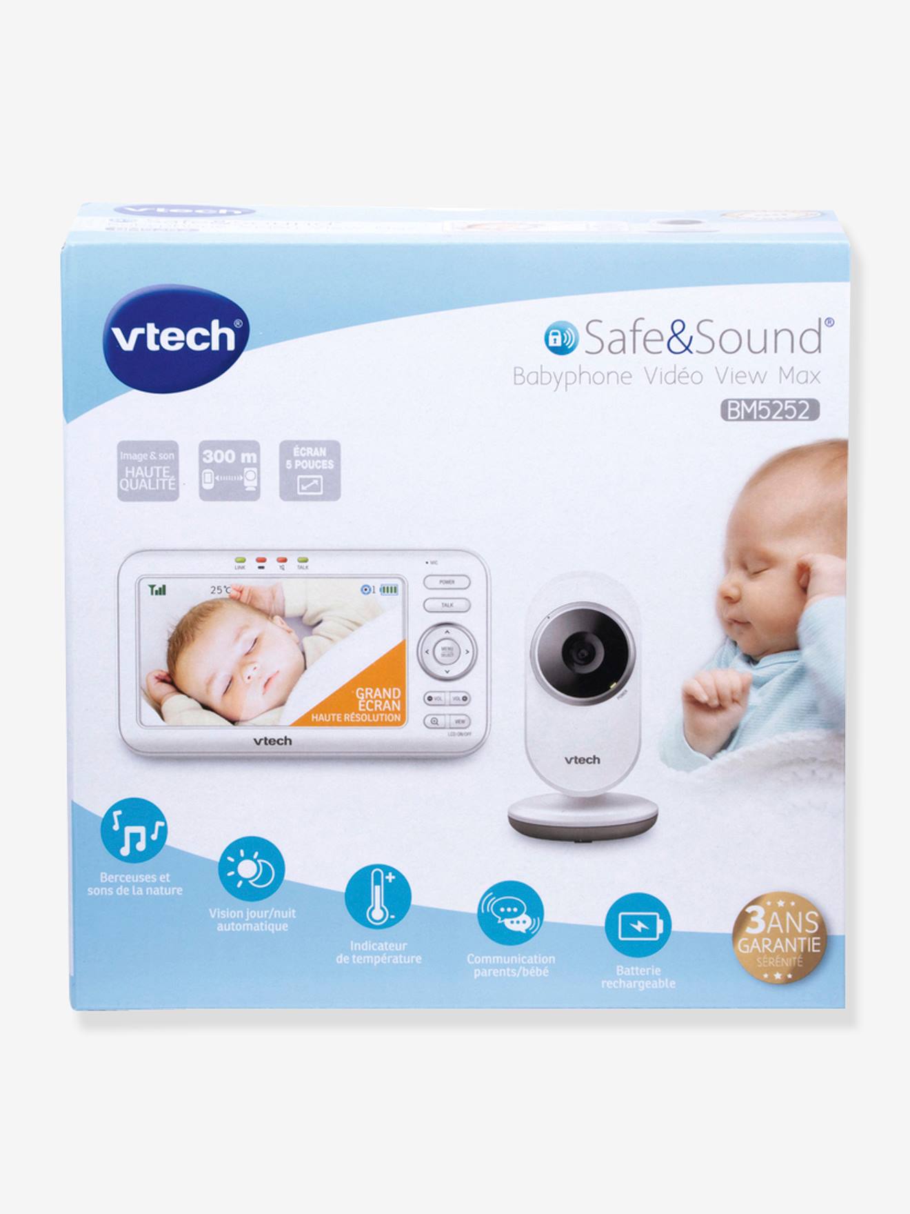 Babyphone vidéo Safe & Sound Wide View HD BM818 VTECH blanc - Vtech