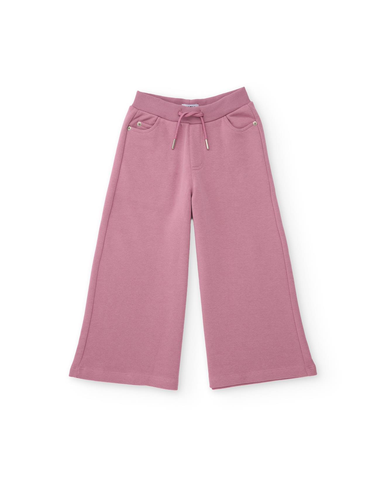 Pantalon Fille En Maille À Coupe Large Et Taille Élastique Rose