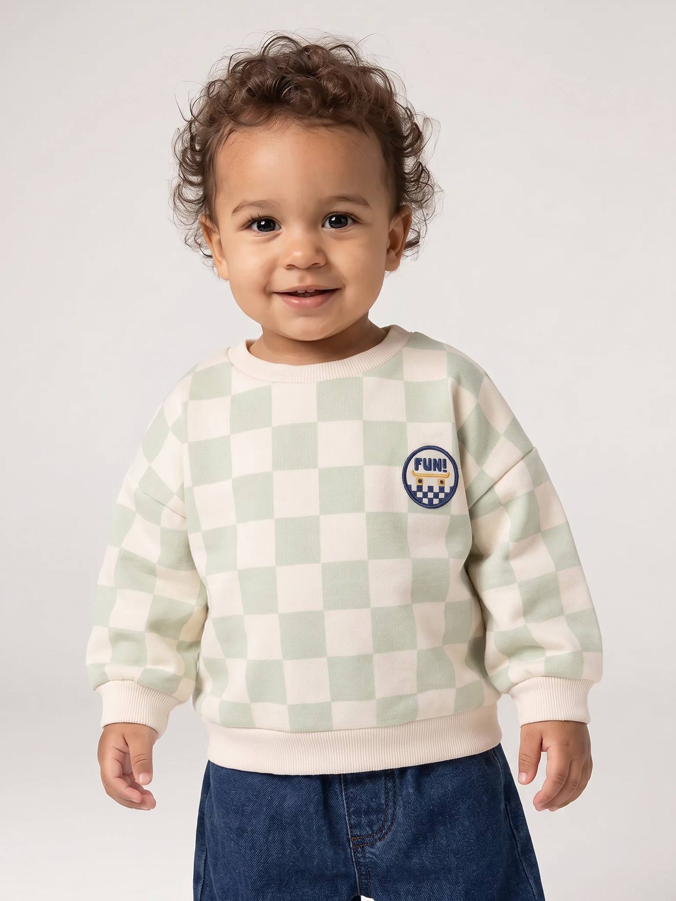 Sweat bébé garçon manches longues vert sauge